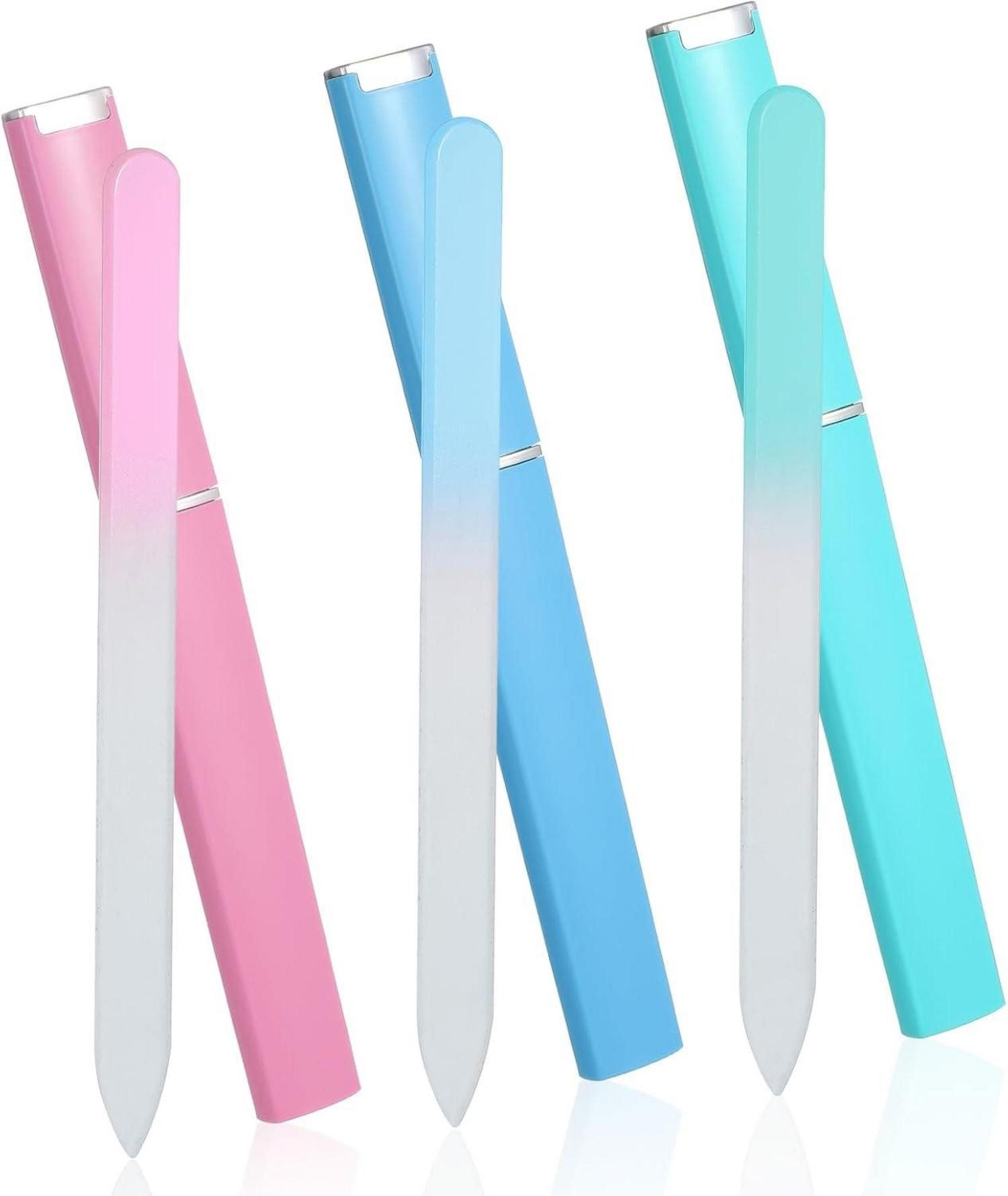 LuxusKollektion Glasnagelfeile Glasfeile Nägel Set Naturnägel Maniküre Etui Nagelpflege 3 Stück