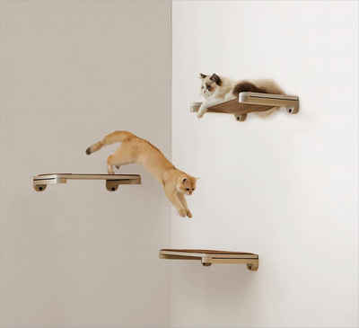 FEANDREA Katzen-Kletterwand, Kratzbaum Clickat Katzenmöbel 3er Set, Katzenbrett für die Wand