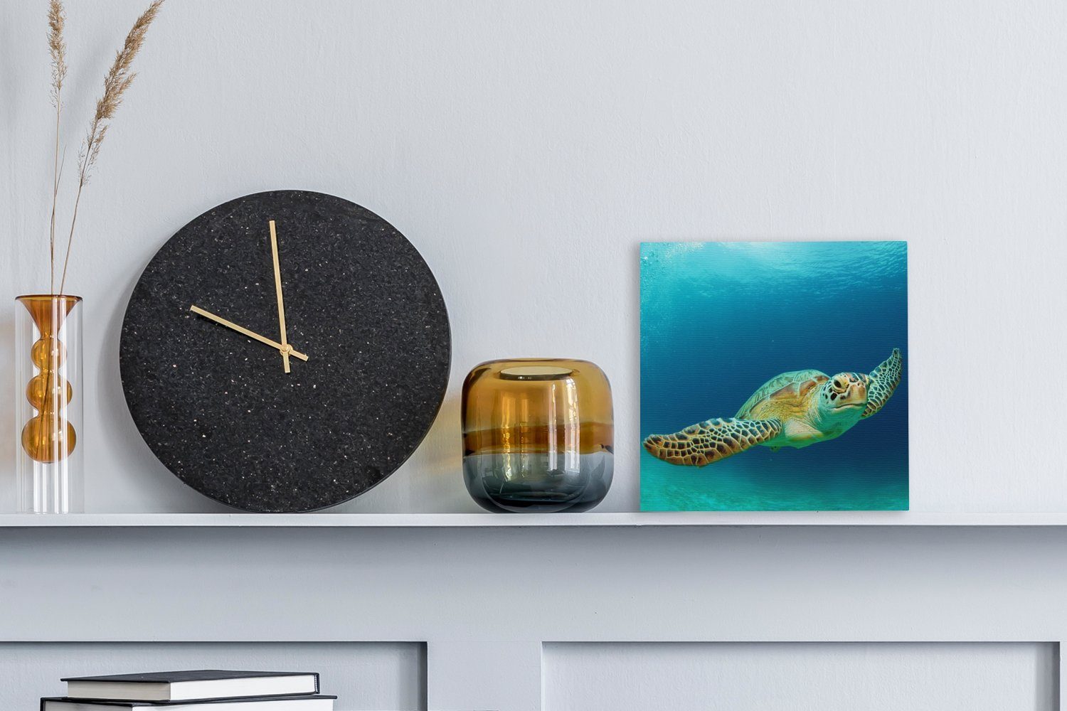 OneMillionCanvasses® Leinwandbild Nahaufnahme (1 St), Grünen Bilder Meeresschildkröte, Schlafzimmer Wohnzimmer Leinwand für einer