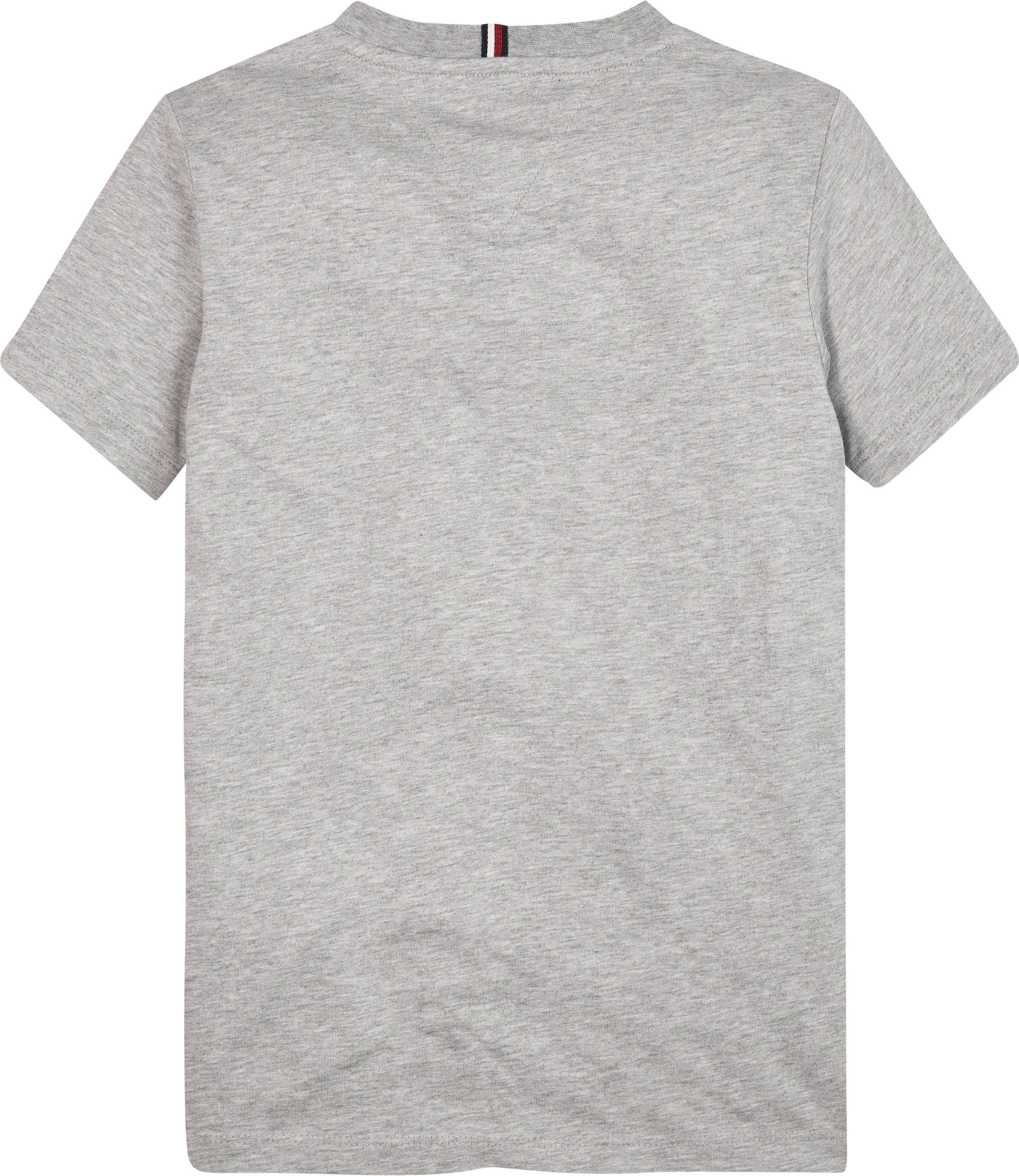 TEE HILFIGER Tommy T-Shirt Schriftzug Light-Grey-Heather mit ARCHED Hilfiger U