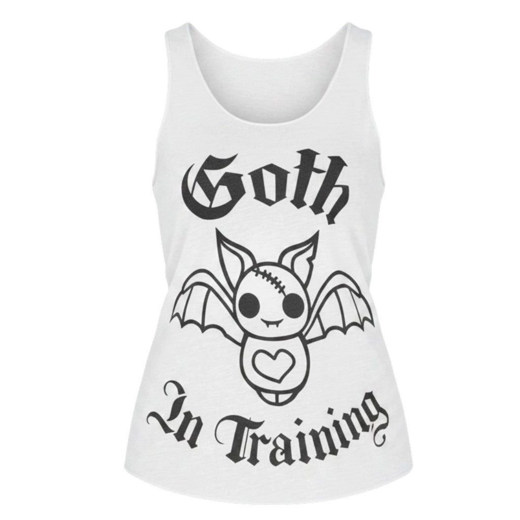 Cupcake Cult Print-Shirt Süßes Gothic Top in weiß Fledermaus "Goth in Training" Shirt Gothic Shirt Anime aus Baumwolle mit Print