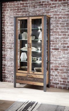 Innostyle Vitrine Vitrine CARDIFF mit LED Beleuchtung - Vintage Style Mix dark