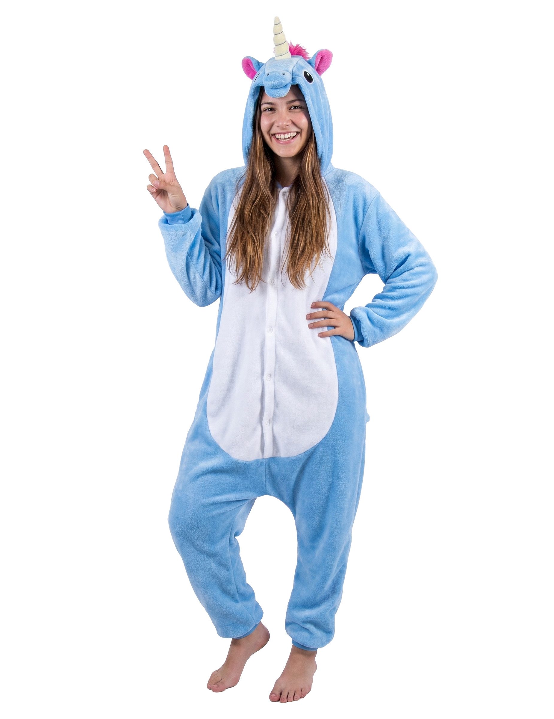Kostüm Süsses Einhorn Kostüm für Damen Einteiler blau