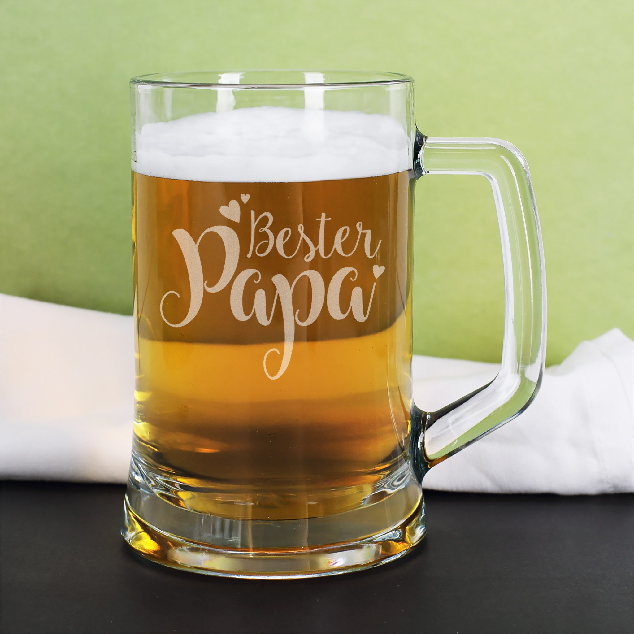 Herz & Heim Bierkrug für Väter mit Gravur - Bierglas als Geschenk zum Vatertag, Glas
