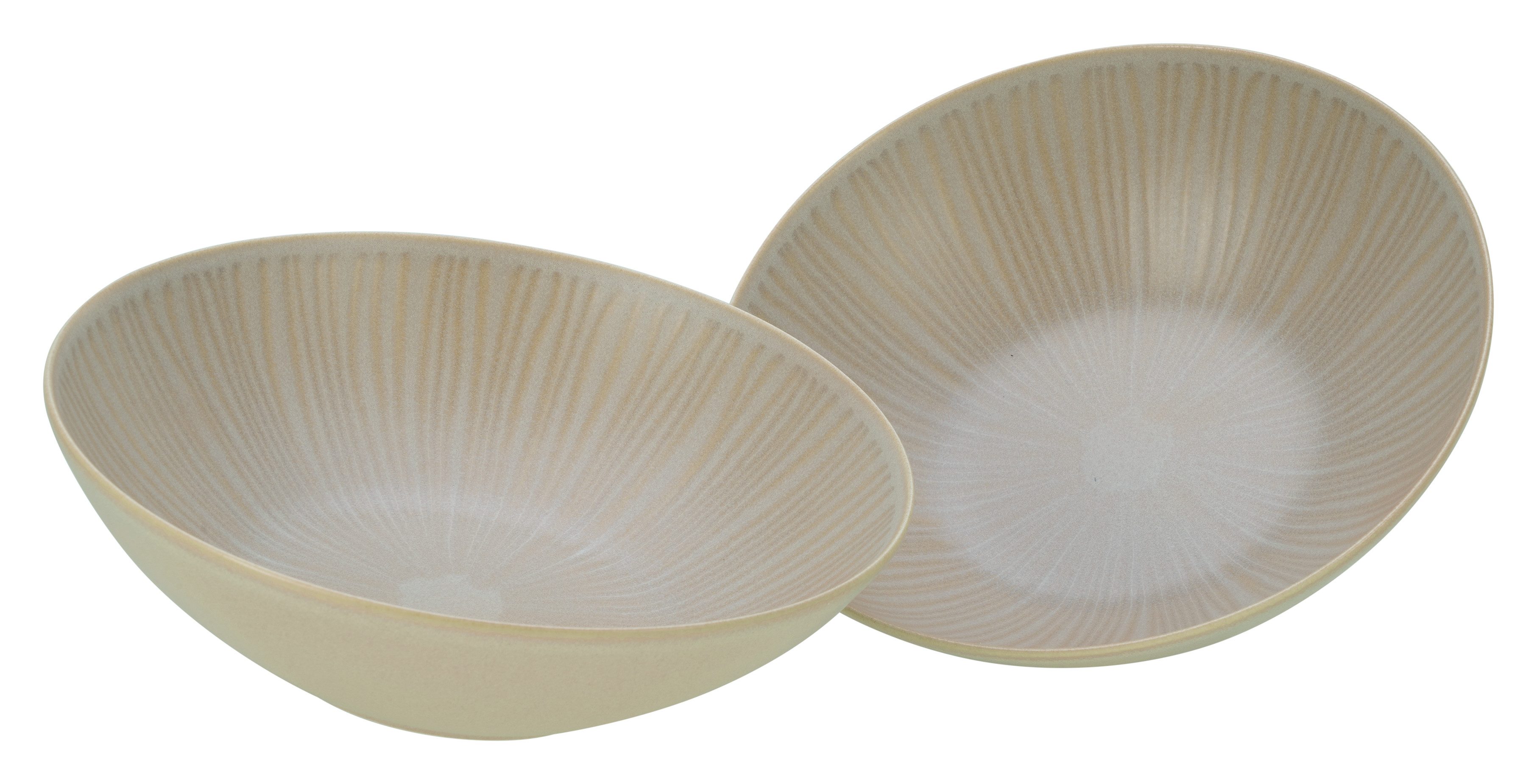 CreaTable Salatschüssel Vesuvio, Salatschüssel 24 cm 2er Set, Steinzeug, (Set, 2-tlg), Seidenmatte Spezialglasur, Ausdruckstarkes Relief