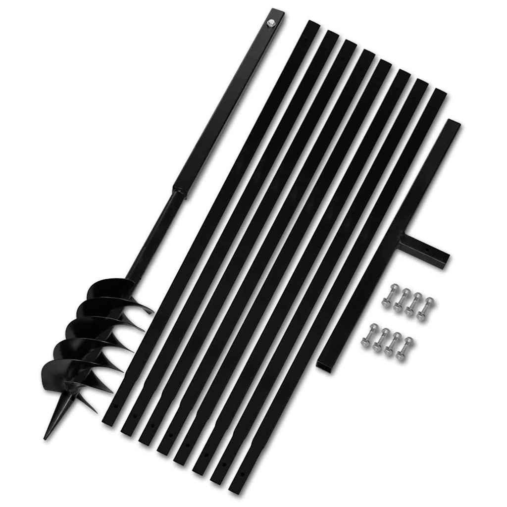 vidaXL Erdbohrer Erdbohrer mit Griff 120 mm Verlängerungsrohr 9 m, (1-tlg), Erdbohrer mit Griff 120 mm Verlängerungsrohr 9 m