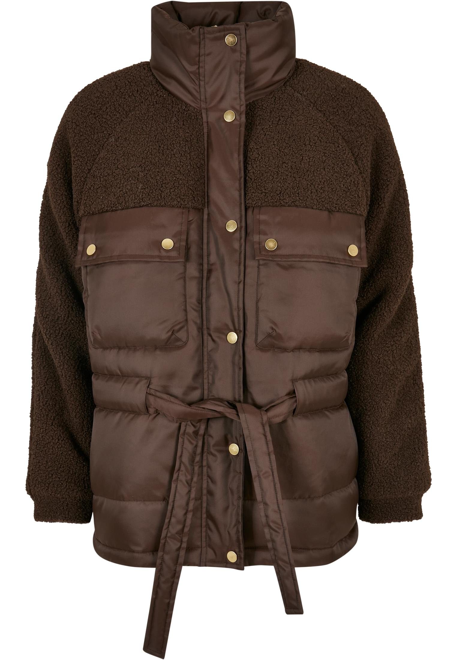 URBAN CLASSICS Winterjacke Damen (1-St) brown Sherpa Jacket Puffer Mix Ladies