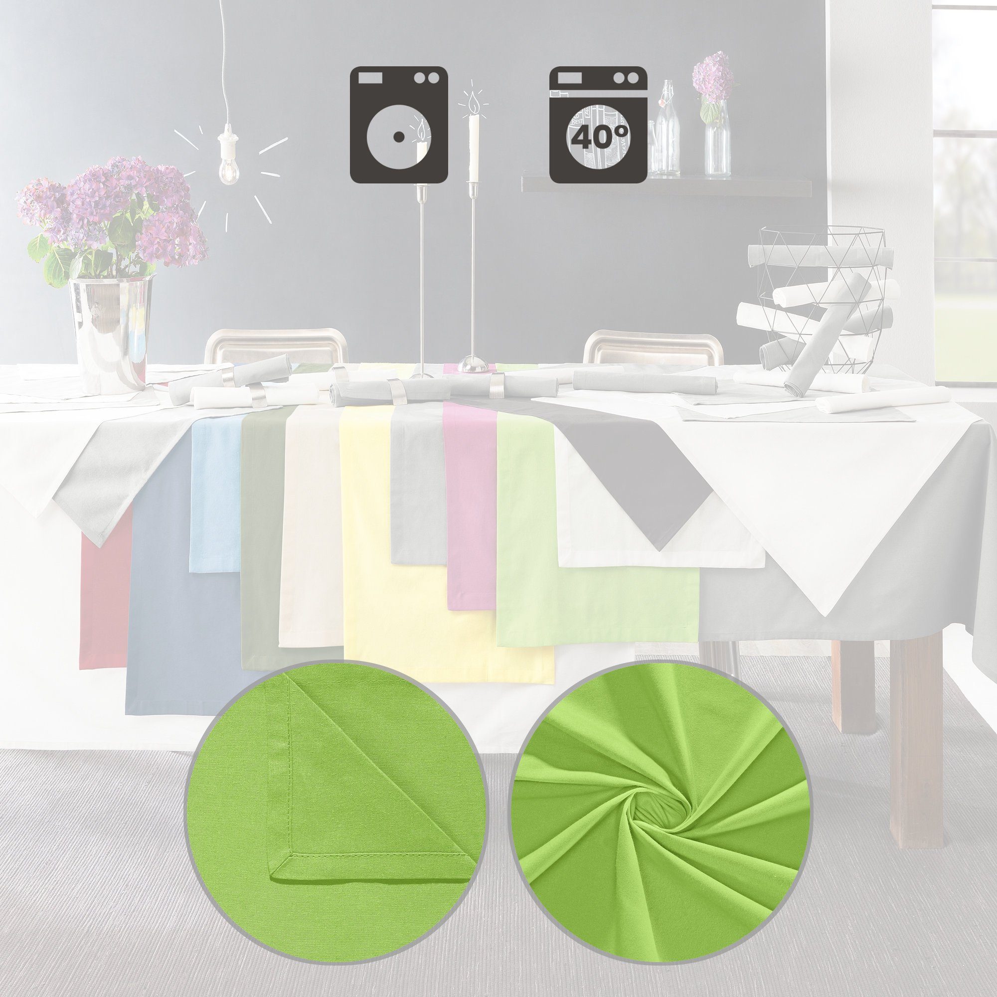 REDBEST Mitteldecke Mitteldecke "Seattle", Baumwolle Uni