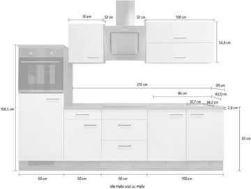 Flex-Well Küchenzeile Morena, mit E-Geräten, Gesamtbreite 270 cm