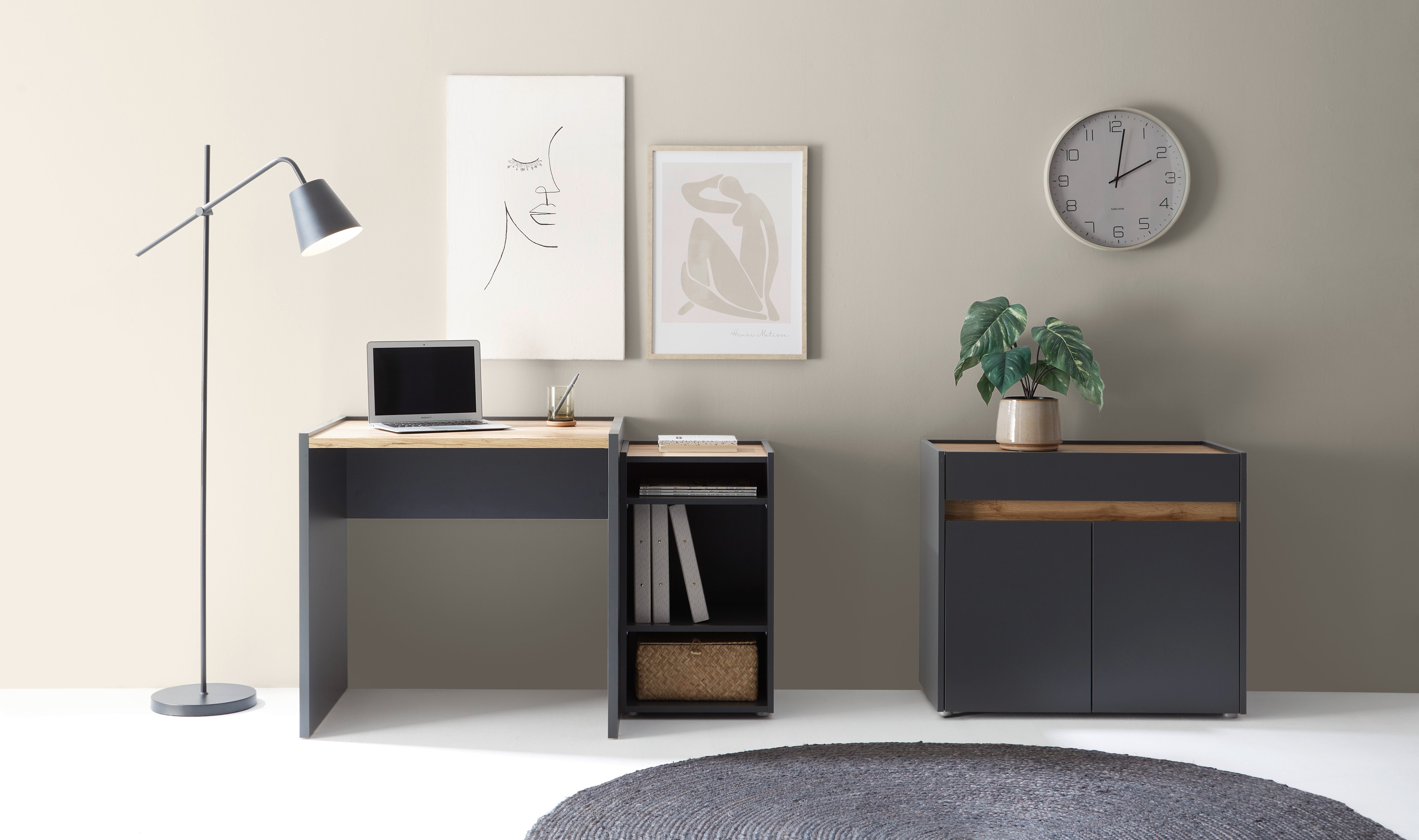 INOSIGN Büromöbel-Set CITY/GiRON, modernes Design, Homeoff., Büro in zwei Farben/Wotan Eiche, (Set, 3-tlg), enthält Unterschrank, Kommode, Schreibtisch, wohnliches Home Office