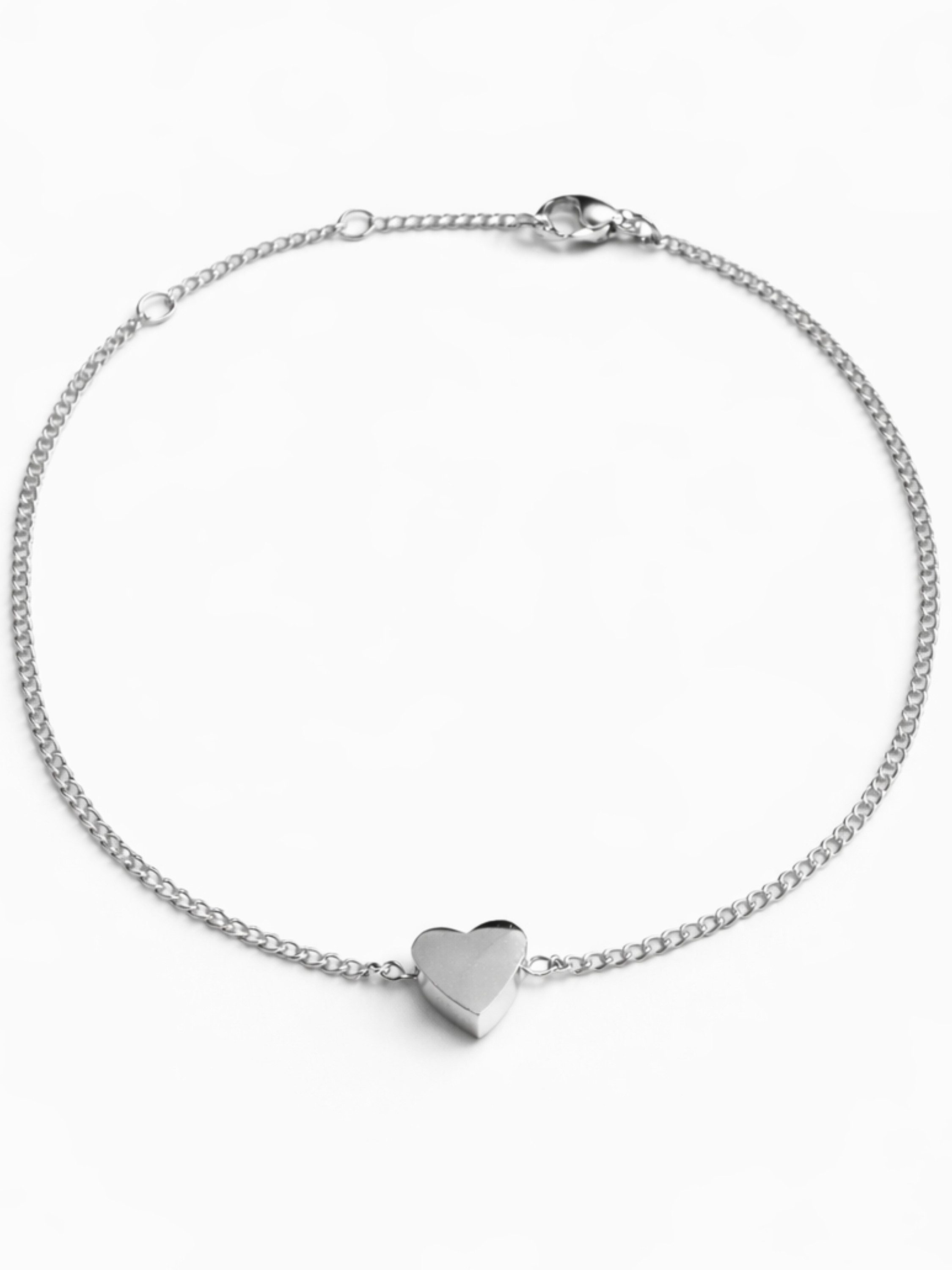S&T Design Edelstahlarmband Damen Armband Schmuck mit Herz-Anhänger Edelstahl 18K vergoldet Silber (Set, 1-tlg., Inkl. Geschenkbox), Armkette Muttertag Geburtstags Geschenk für Frauen Freundin Mama