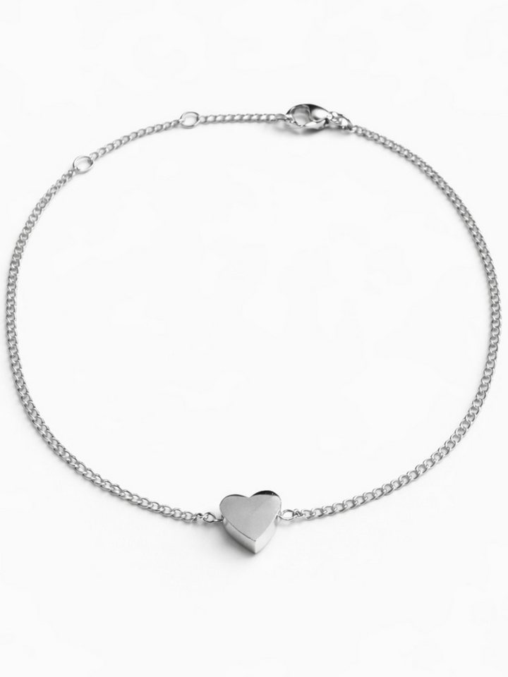 S&T Design Edelstahlarmband Damen Armband Schmuck mit Herz-Anhänger Edelstahl 18K vergoldet Silber (Set, 1-tlg., Inkl. Geschenkbox), Armkette Muttertag Geburtstags Geschenk für Frauen Freundin Mama