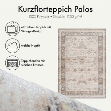 Teppich Kurzflorteppich Palos 100 Beige 120 x 170 cm, Qiyano, rechteckig, Höhe: 0.5 mm