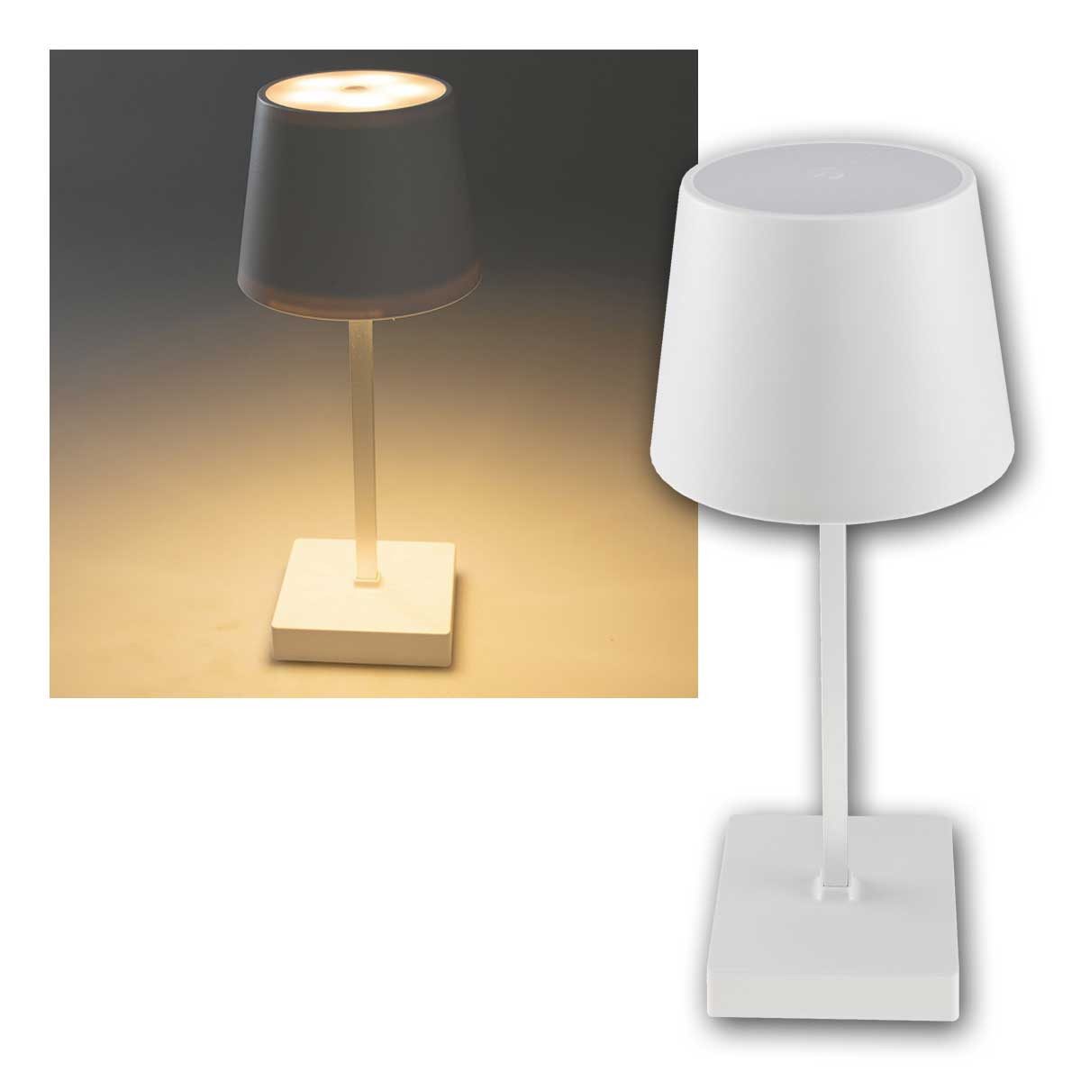 ChiliTec Tischleuchte LED Akku Tischleuchte 26cm, 160lm dimmbar, weiß, warmweiß