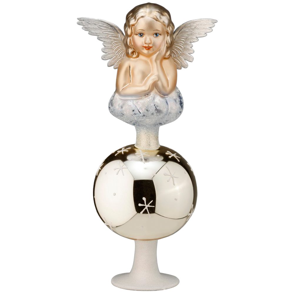 INGE-GLAS® Christbaumspitze Sanfter Engel Ø8cm x 22cm (1-tlg), mundgeblasen, handbemalt