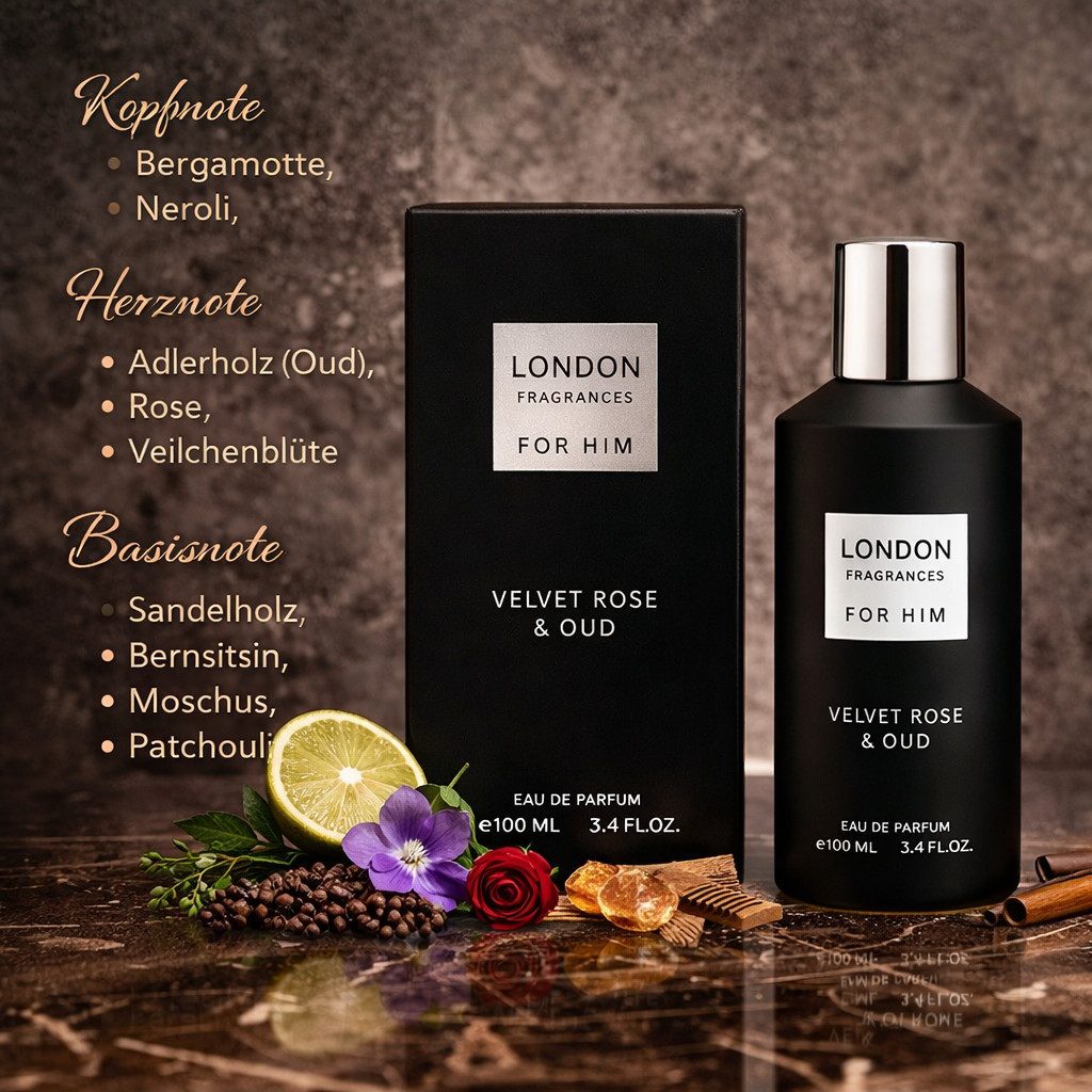 LONDON FRAGRANCES Eau de Parfum London Fragrances For Him Herrenduft EDP 100 ml, 1-tlg., Hergestellt in UK, Herrenduft, Elegant