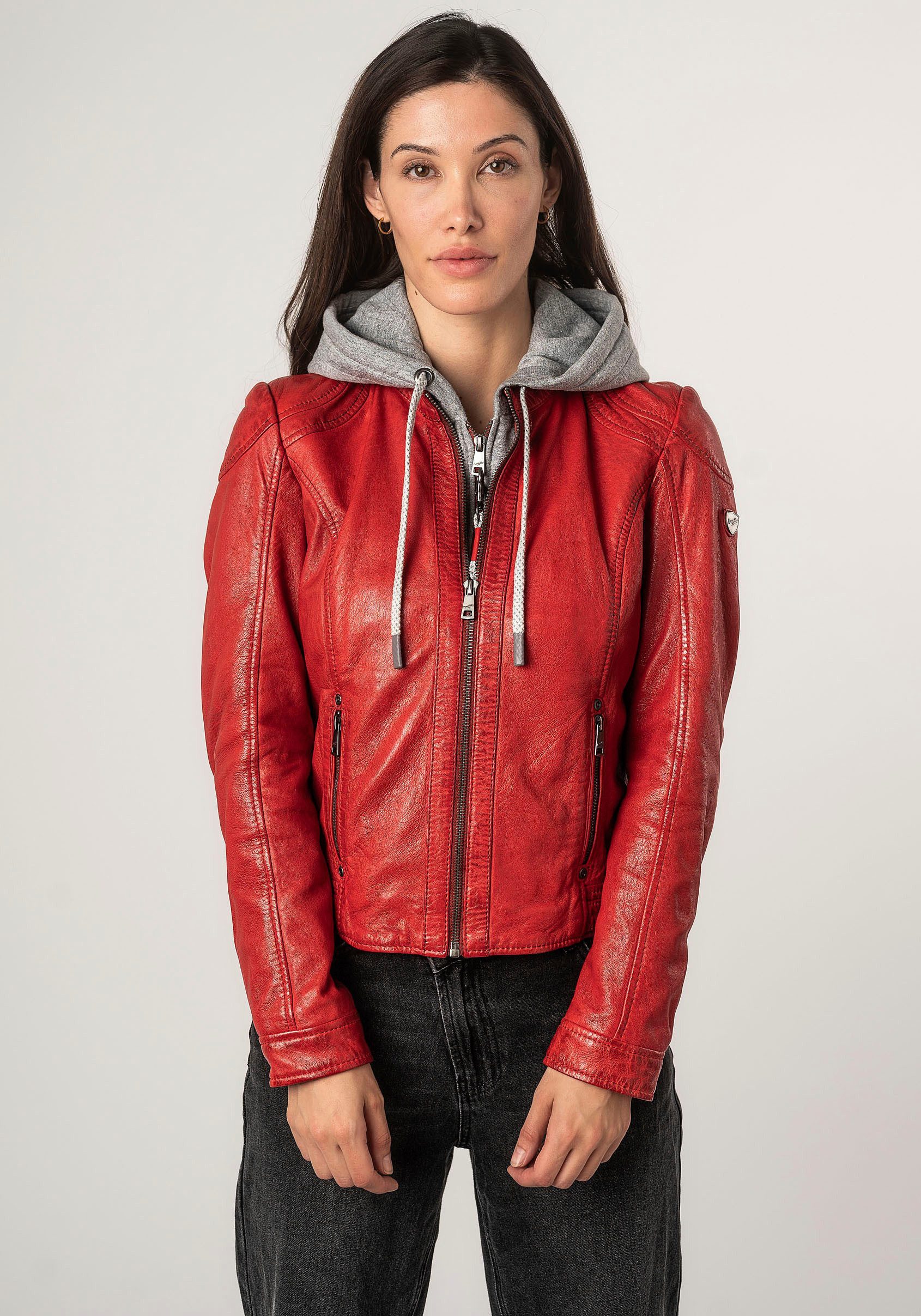 Mauritius Lederjacke MWAdila mit Stehkragen, Kapuze, günstig online kaufen