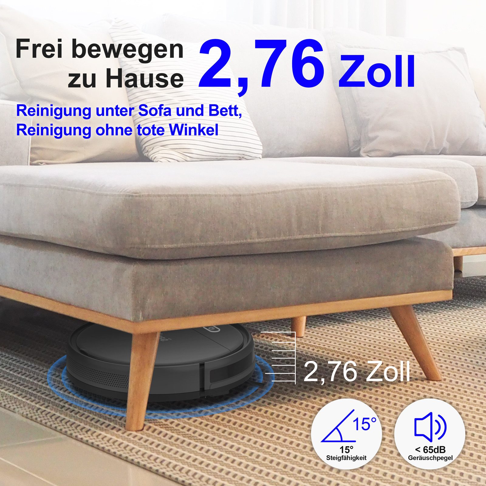 INSE Saugroboter E3 PLUS Intelligente Staubsaugerroboter, 18 W, beutellos, Fernbedienbar,Automatische Rückkehr zur Ladestation