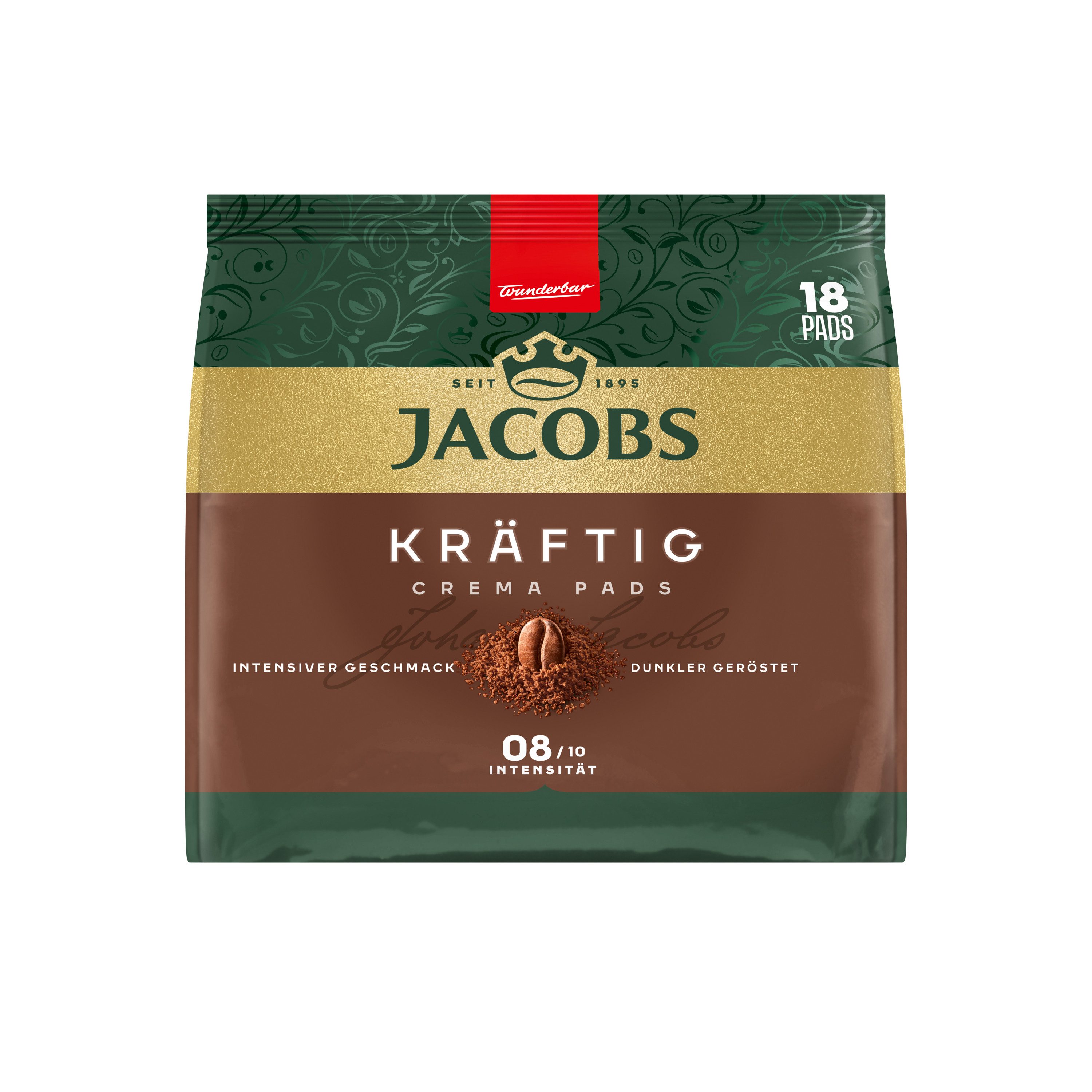 JACOBS Kaffee Pads Crema kräftig Senseo kompatibel 10 x 18 = 180 Getränke, (Packung, 10er Pack) – Bild 2 von 4