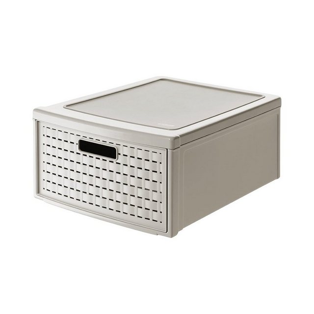 ROTHO Aufbewahrungsbox „Country Schubladenbox 19.2l mit 1 Schub in Rattan-Optik, Kunststoff (PP) BPA-frei“