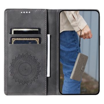 CoverKingz Handyhülle Hülle für Samsung Galaxy S24 Handyhülle Flip Case Cover Tasche Etui 15,7 cm (6,2 Zoll), Klapphülle Schutzhülle mit Kartenfach Schutztasche Motiv Mandala