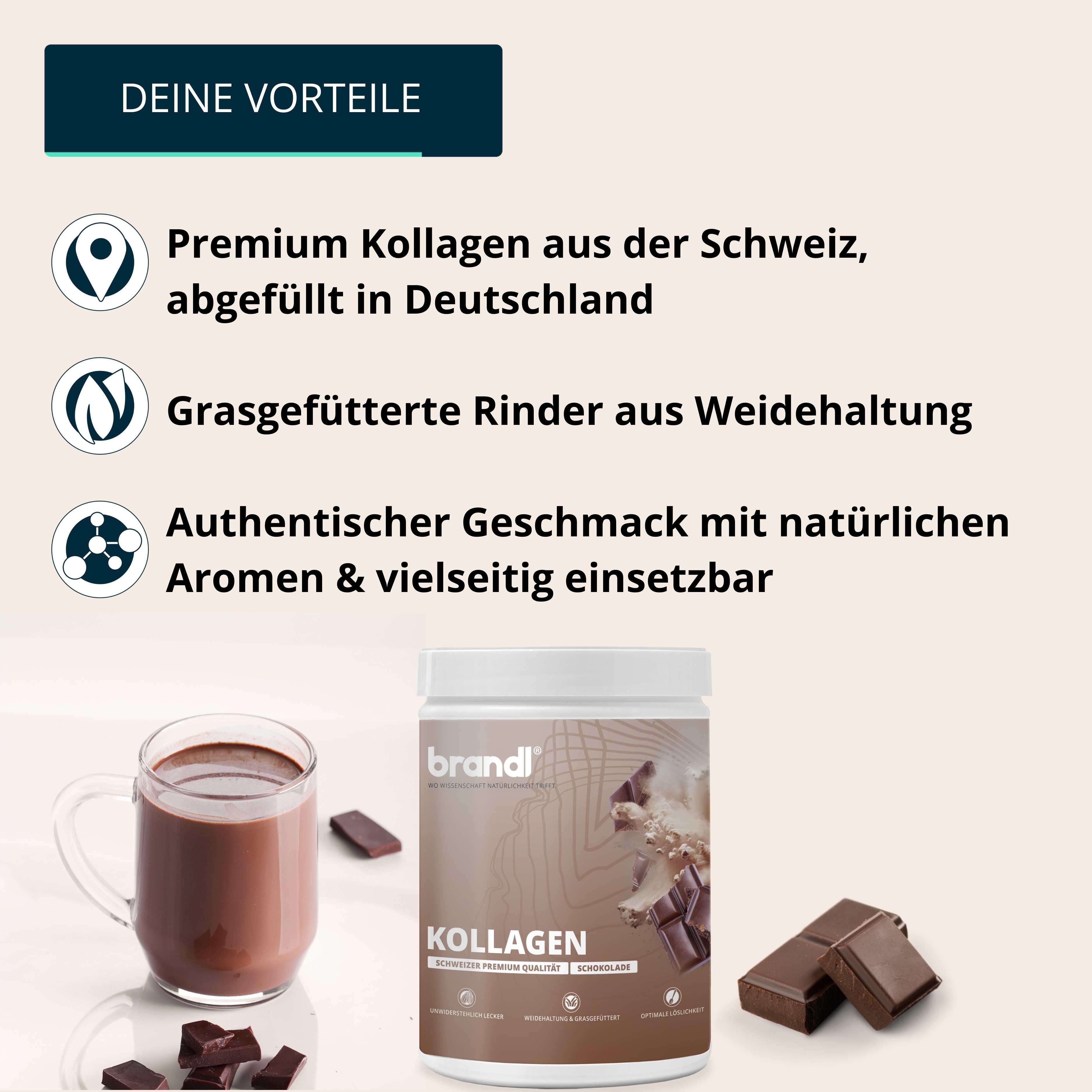 Brandl Nutrition Kollagen Pulver für Gelenke, Knie und Haut, aus Schweizer Weidehaltung Pulver, 555 g, geschmacks- und geruchsneutral & unabhänging laborgeprüft