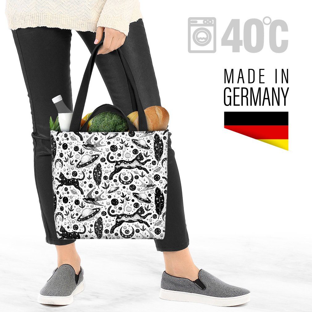 VOID Henkeltasche (1-tlg), Katze Sterne Schwalbe Mond katze halloween magisch mond hexe galaxies