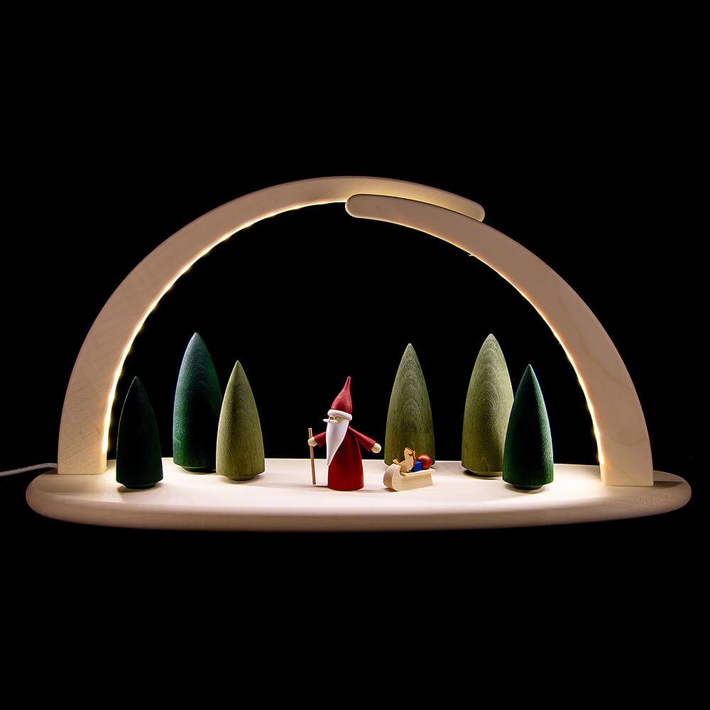 Seiffener Volkskunst Schwibbogen Weihnachtswichtel (42x21cm) Leuchterbogen von Seiffener Volkskunst