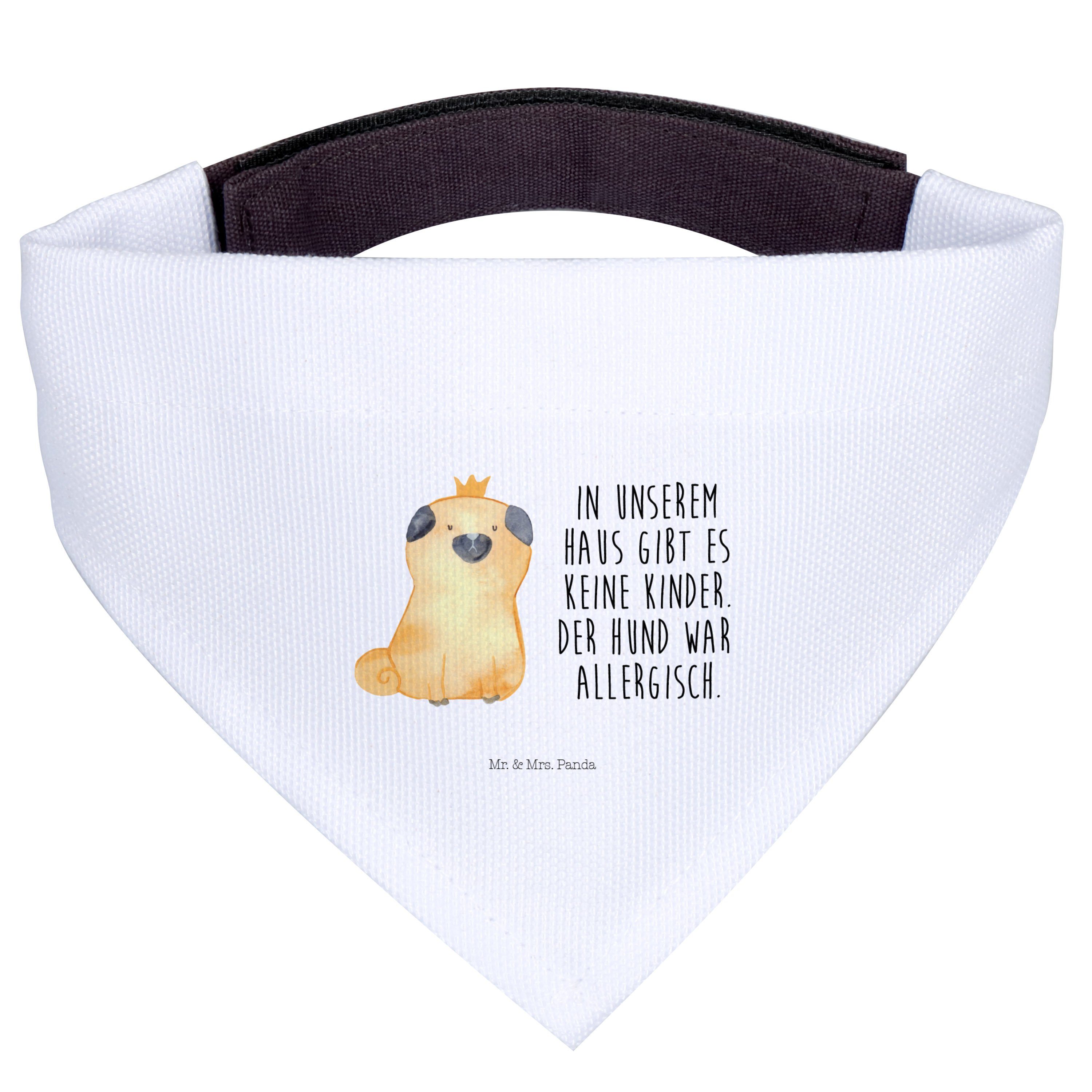 Hundefliege Mops Krone - Weiß - Geschenk, königlich, klein, Sprüche, Hund, Hausti
