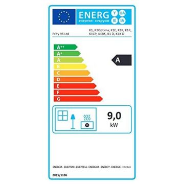 Prity Kaminofen EEK A Kaminofen Prity K1 - 9 kW Energieklasse A, 9,00 kW