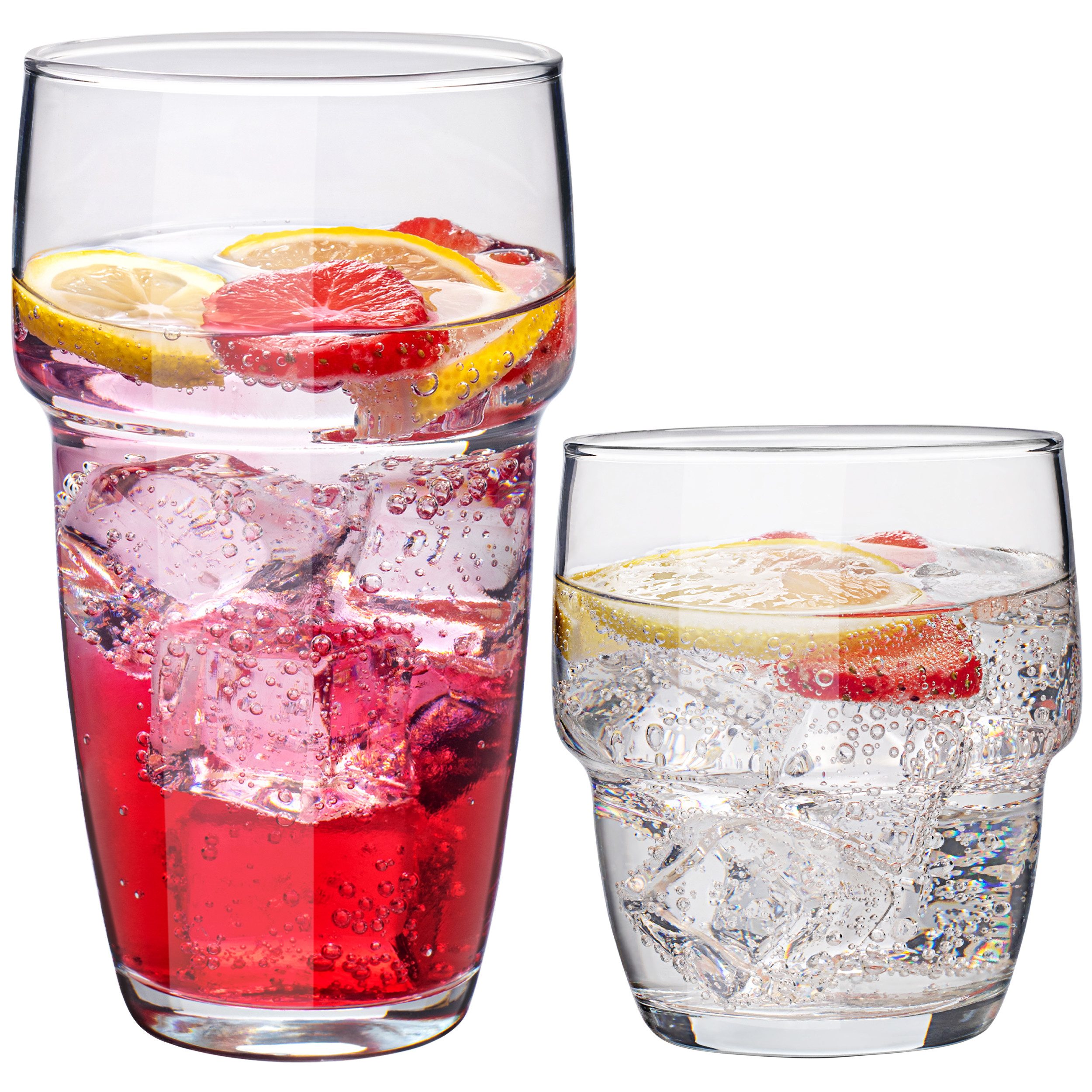 Gläser-Set 12 teilig stapelbar, 6er Gläser 300ml und 6 er Trinkgläser 240ml