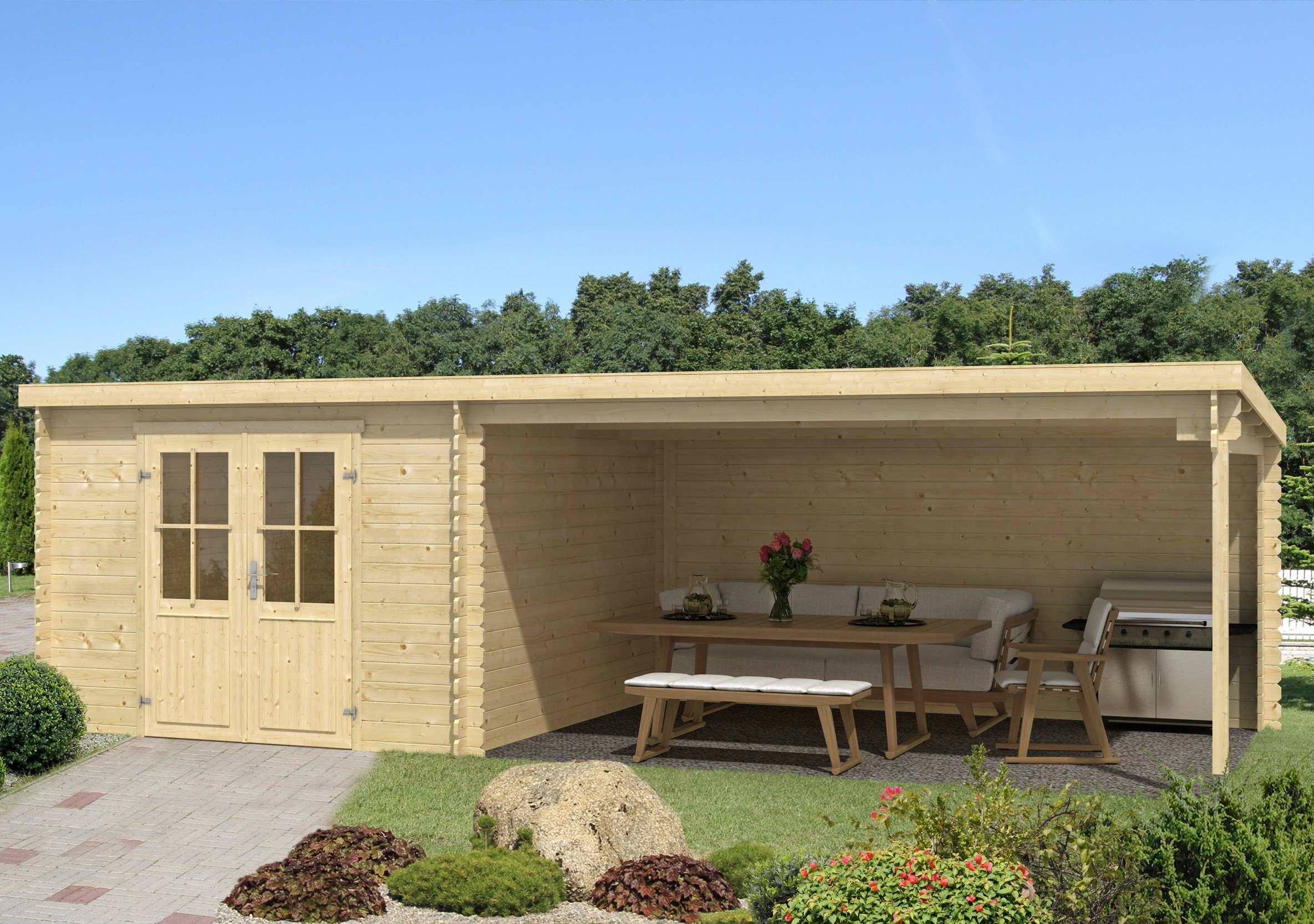 LASITA MAJA Gartenhaus »St. Louis«, BxT 701x319 cm, (Set), mit Anbau