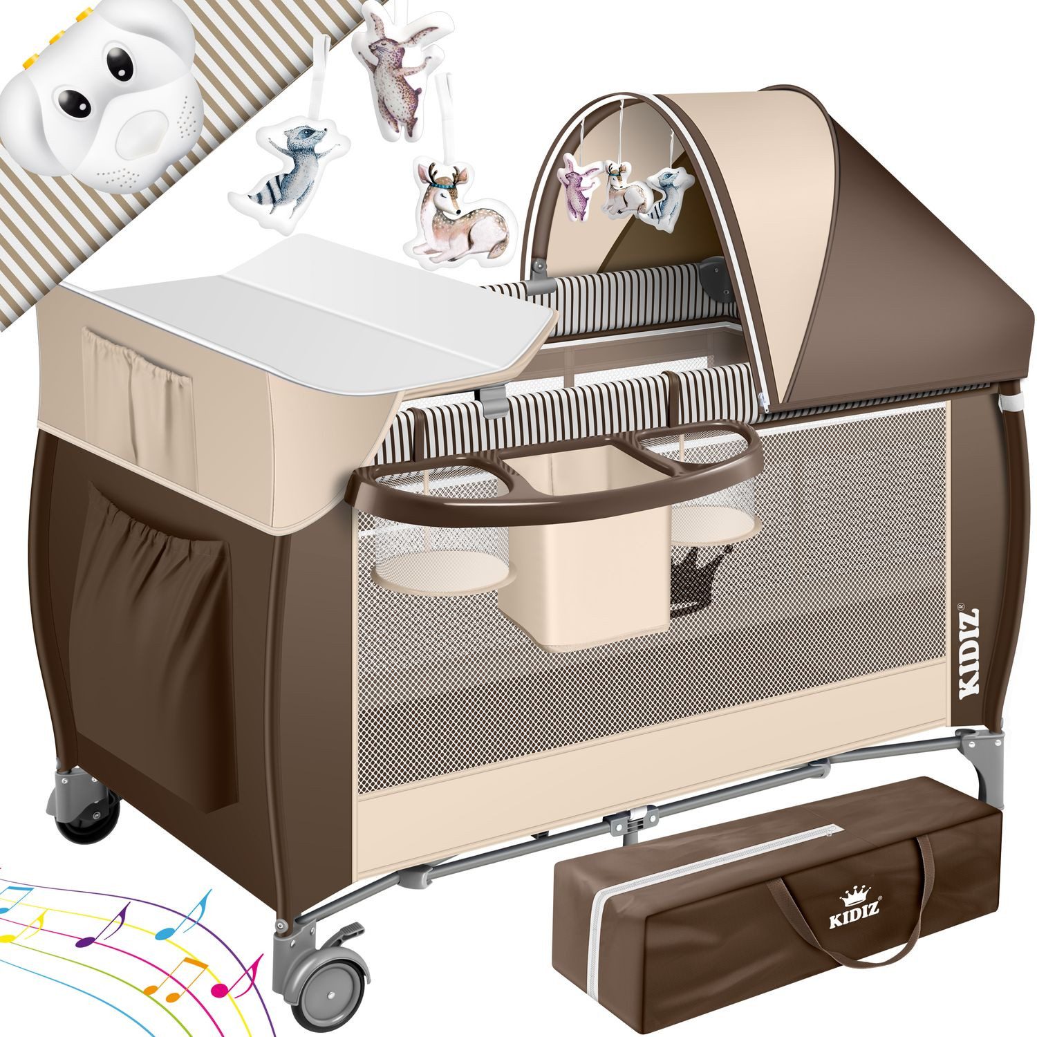 KIDIZ Baby-Reisebett, Babybett in Reisebett Kombi Set Baby Bett mit Wickelauflage