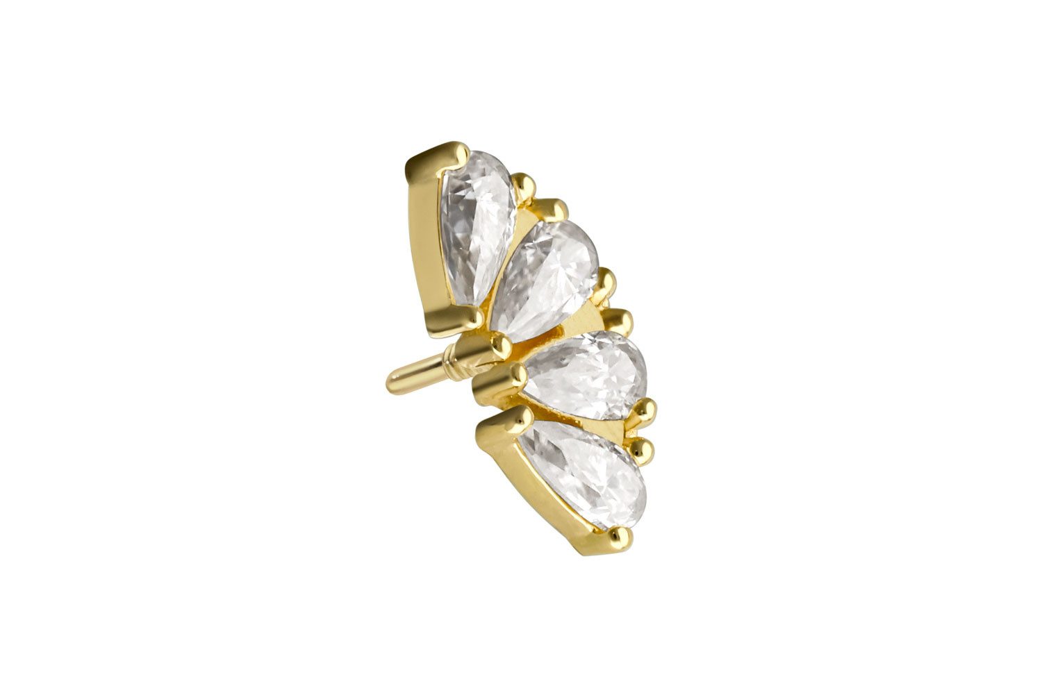 Piercing-Set 14 Karat Gold Schraubaufsatz mit Außengewinde MOISSANIT-BOGEN