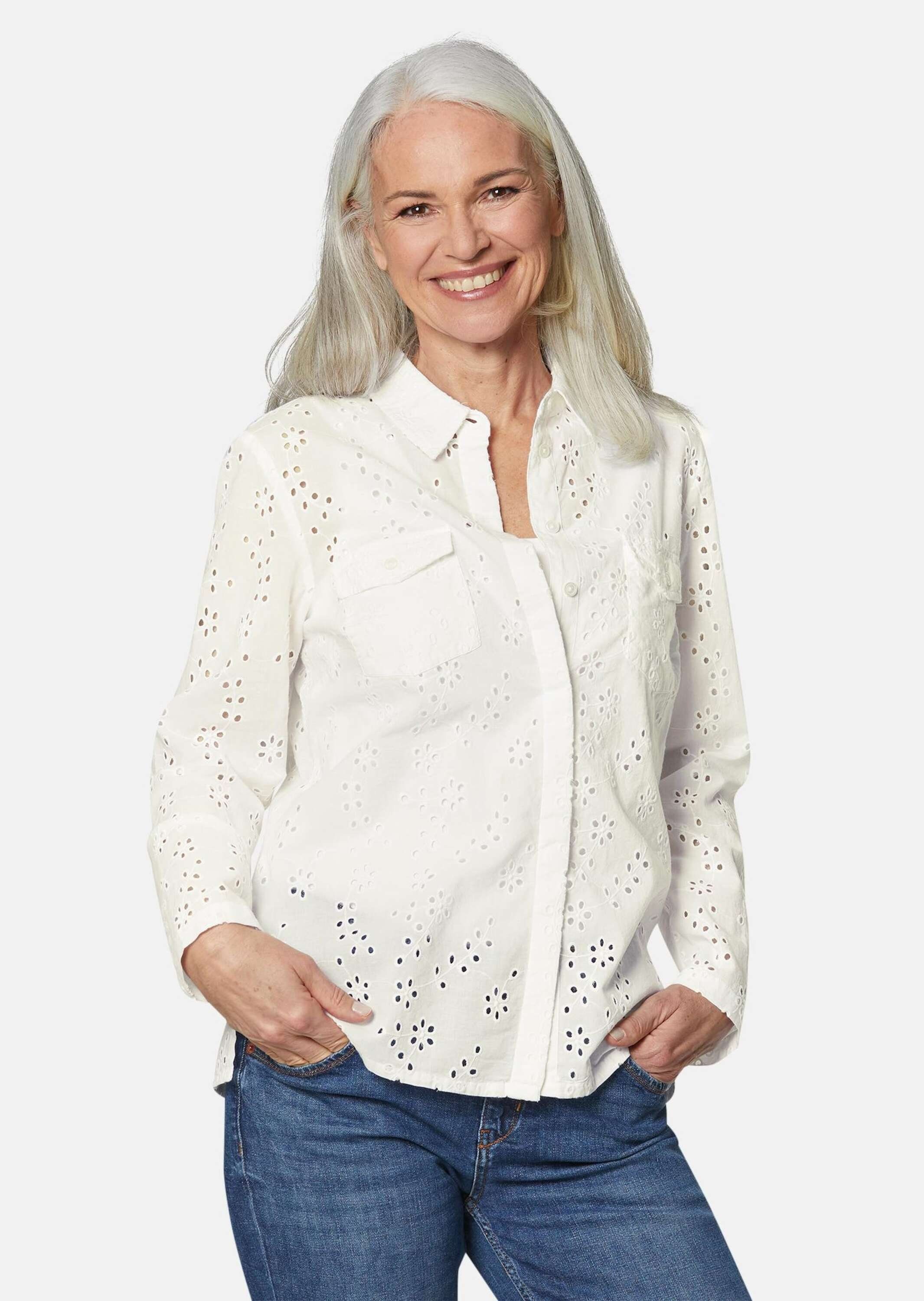 Langarmbluse Leichte Blusenjacke aus Baumwolle