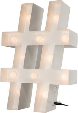 MARQUEE LIGHTS LED Dekolicht Hashtag, LED fest integriert, Warmweiß, Wandlampe, Tischlampe Hashtag mit 12 festverbauten LEDs - 26x38 cm