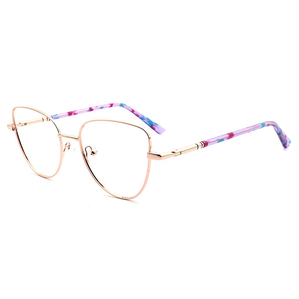 PACIEA Lesebrille Damen Cat Eye Hochwertige Legierung Blaulichtfilter Mehrfarbig Mode