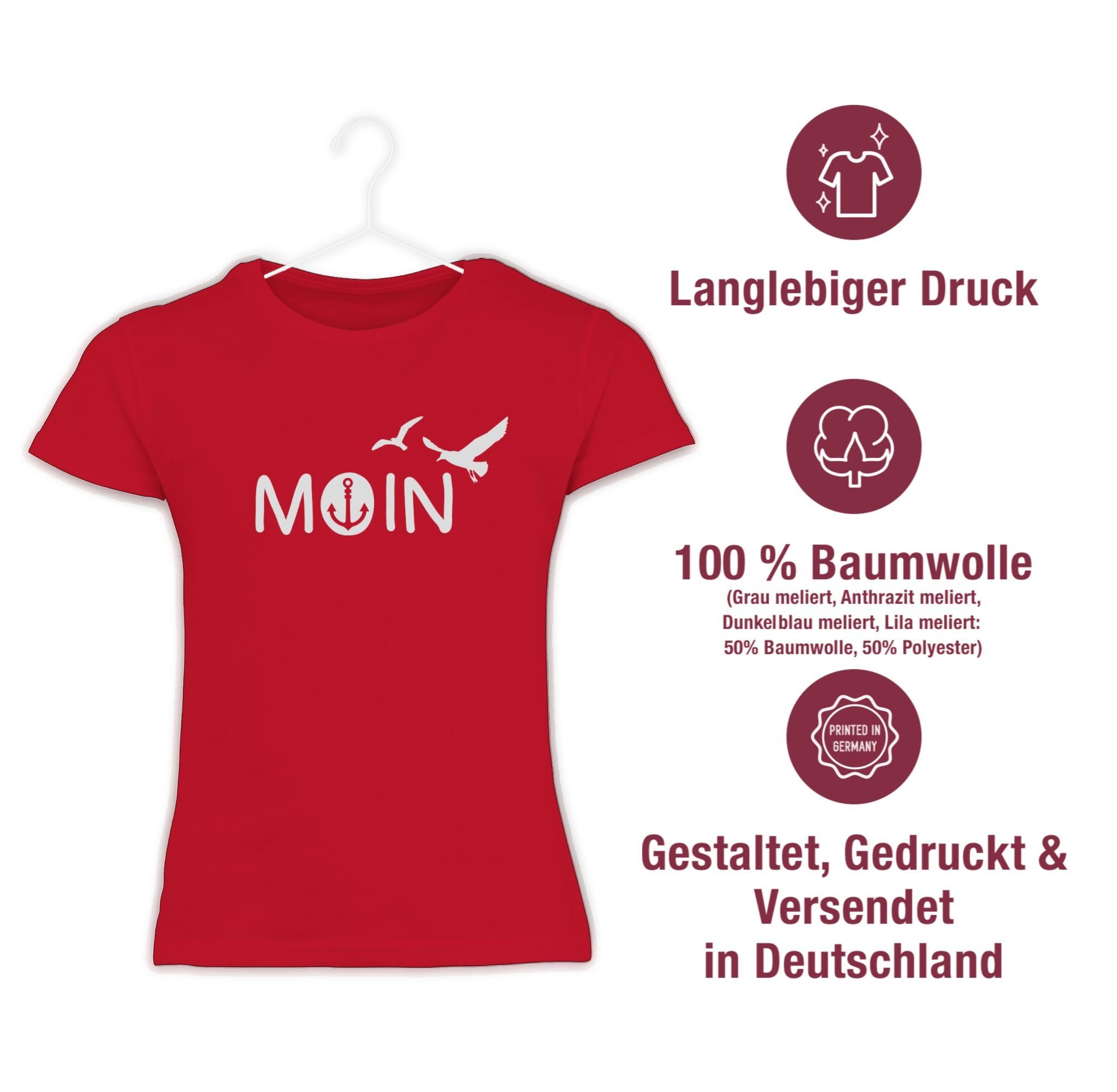 Maritime und Shirtracer Moin Rot Geschenk Hamburg Kinderkleidung Co 3 Moin Nordsee T-Shirt