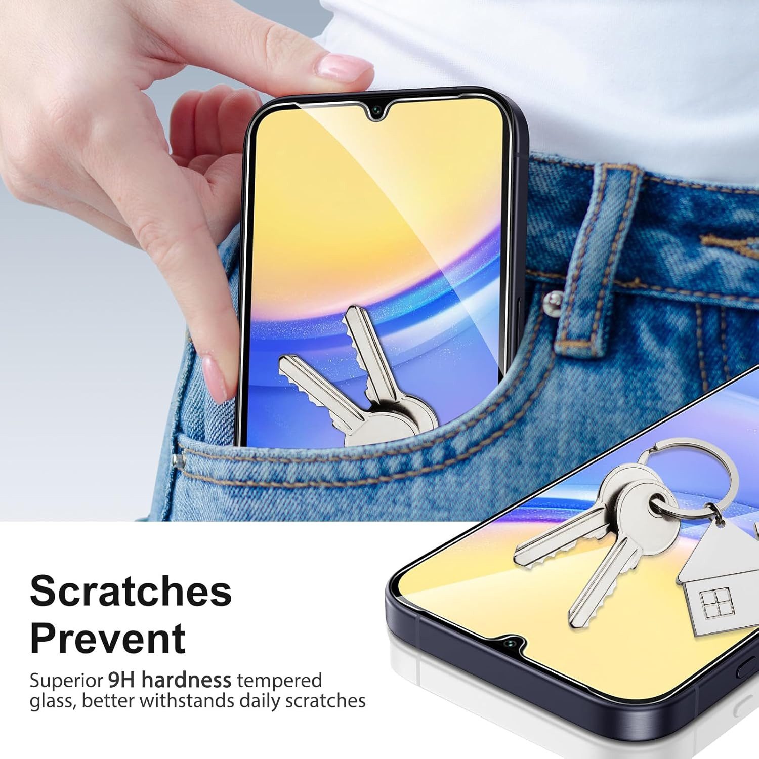 CLM-Tech Displayschutzglas 2x Schutzfolie für Samsung Galaxy A14 5G - Panzerfolie für Samsung Galaxy A14 5G, - Panzerglas Folie - Anti-Fingerabdruck und kratzfe – Bild 2 von 5
