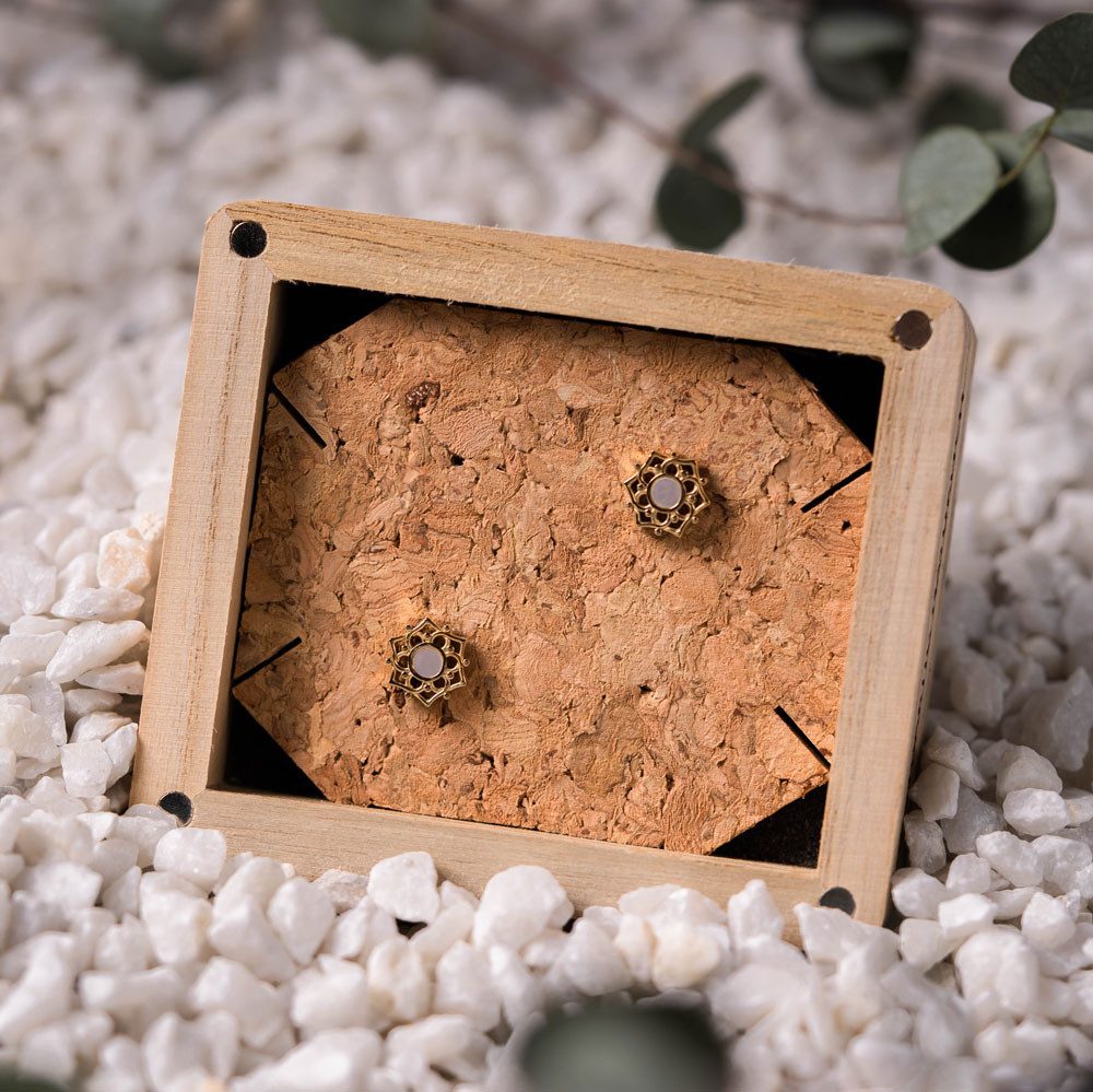 Holzkern Ohrring-Set Composition Ohrringe mit weißem Perlmutt - Holzkern Modell: Jewelry