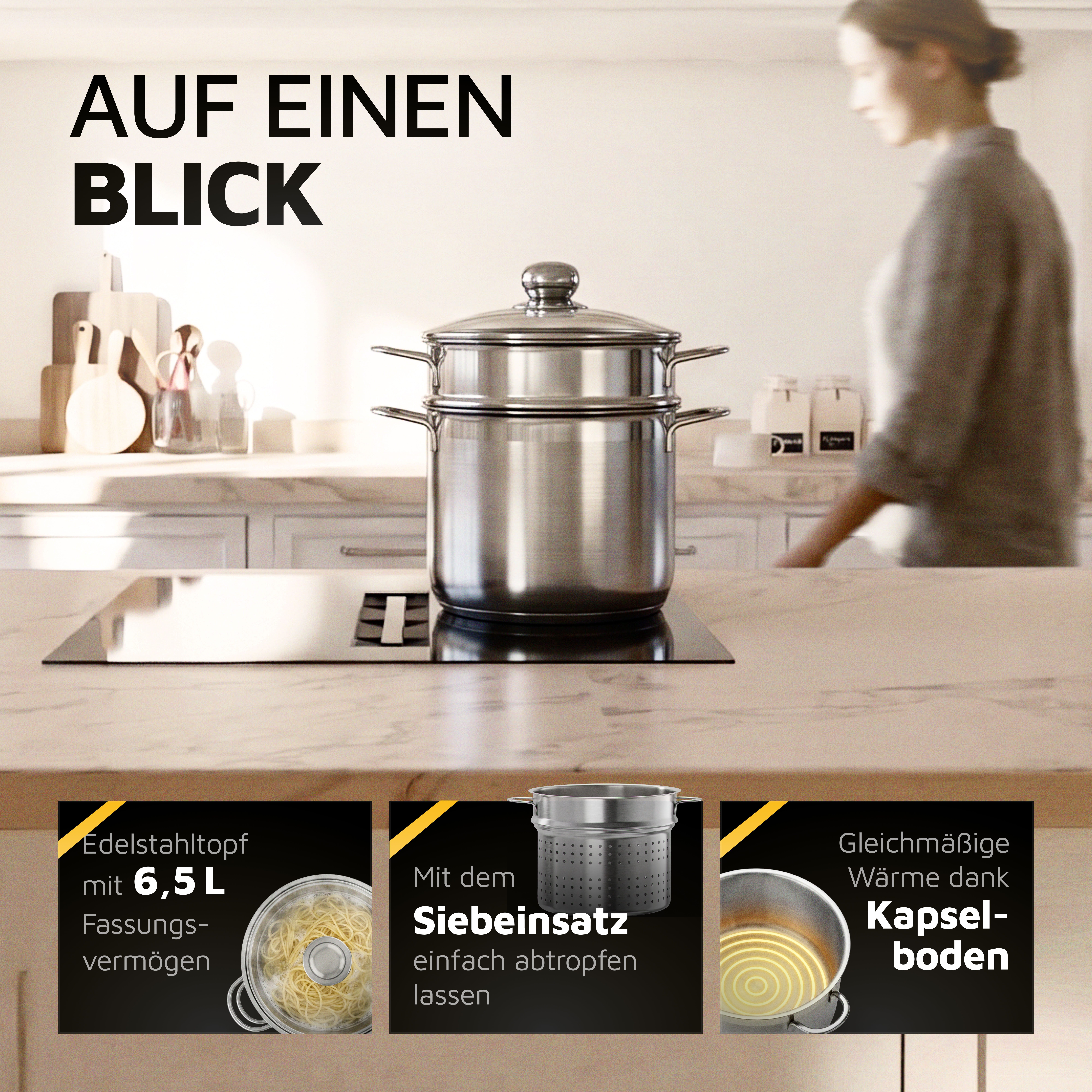 Krüger Spaghettitopf, Edelstahl 18/0 (1-tlg), Induktion