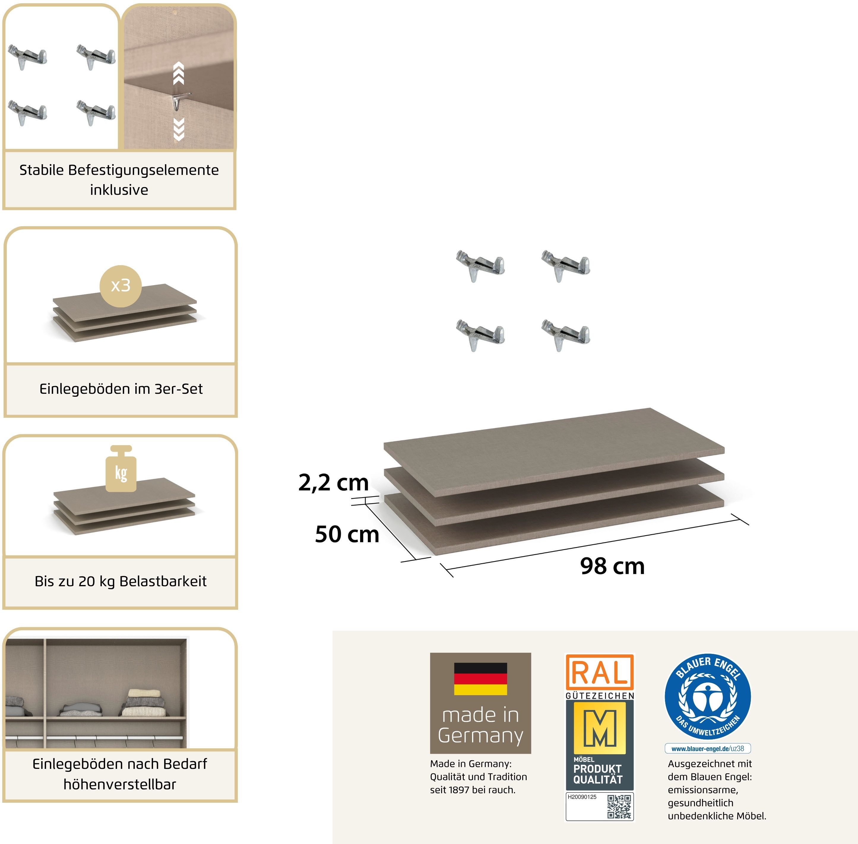 rauch Einlegeboden Rauch Stauraum-Erweiterung für Drehtürenschränke, Mehr Platz im Kleiderschrank: 98 cm Einlegeboden von Rauch – Bild 3 von 5