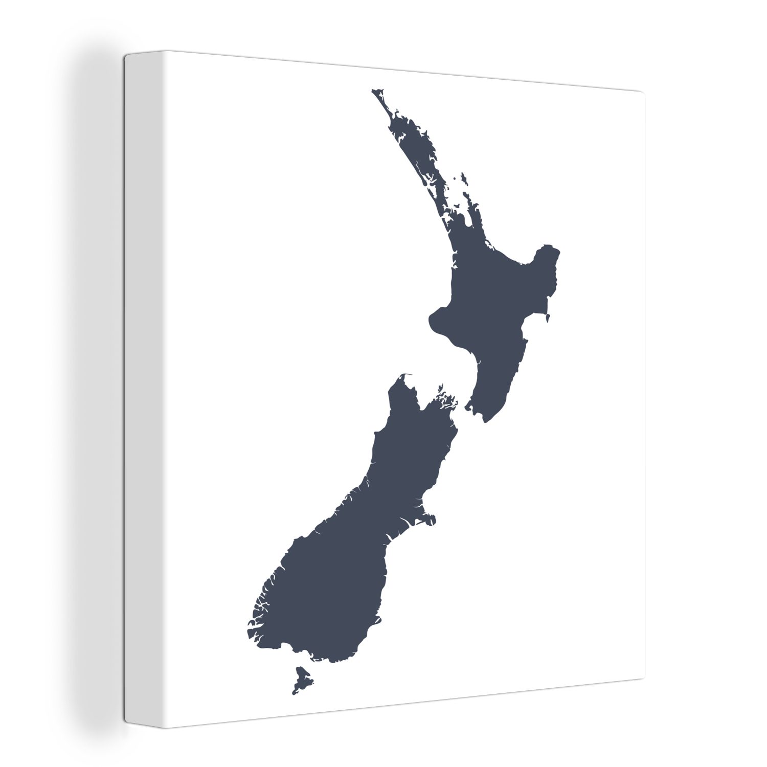 OneMillionCanvasses® Leinwandbild Eine für Wohnzimmer (1 einer Schlafzimmer von Leinwand dunkelblauen Neuseeland, St), Illustration Karte Bilder