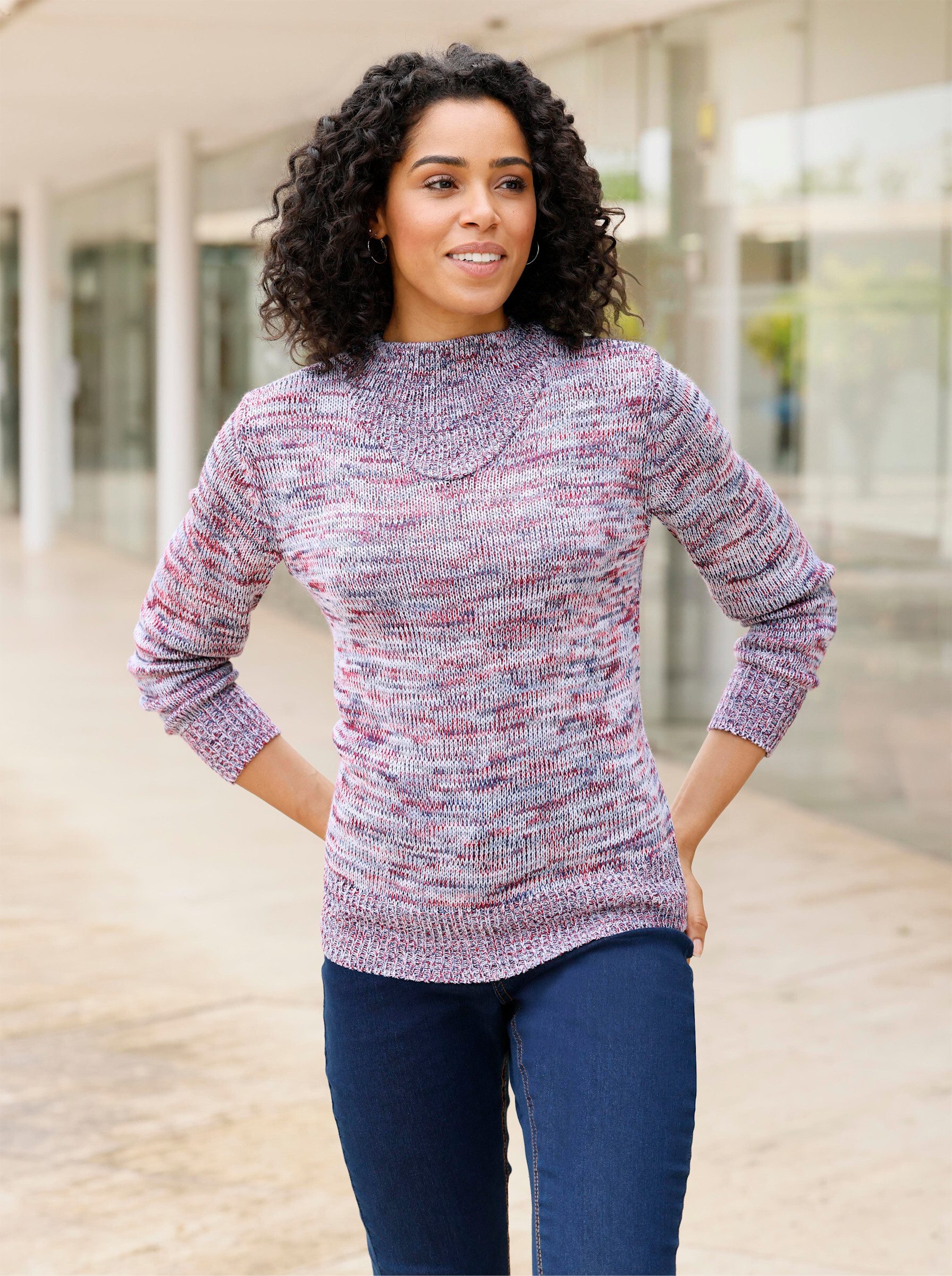 Sieh an! Strickpullover Stehkragen-Pullover Langarm Jersey