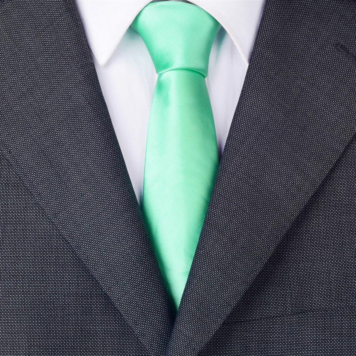 DonDon Krawatte Krawatte 7 cm (Packung, 1-St., Veranstaltungen festliche breit Schnitt, Krawatte) Seidenlook, oder Büro für mintgrün 1x klassischer zeitlos