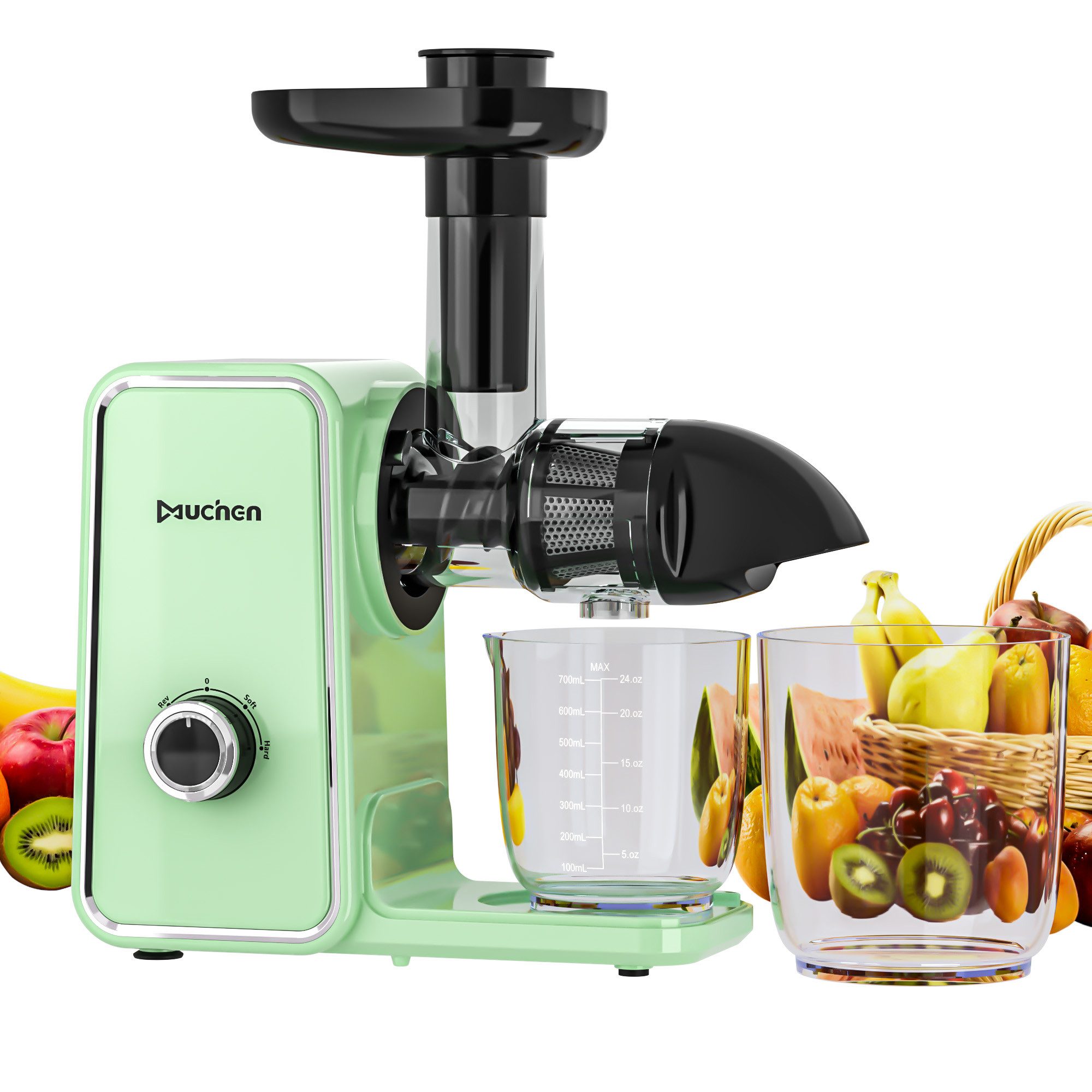 muchen Slow Juicer Entsafter für Gemüse & Obst mit Umkehr Funktion 150W Hohe Saftausbeute