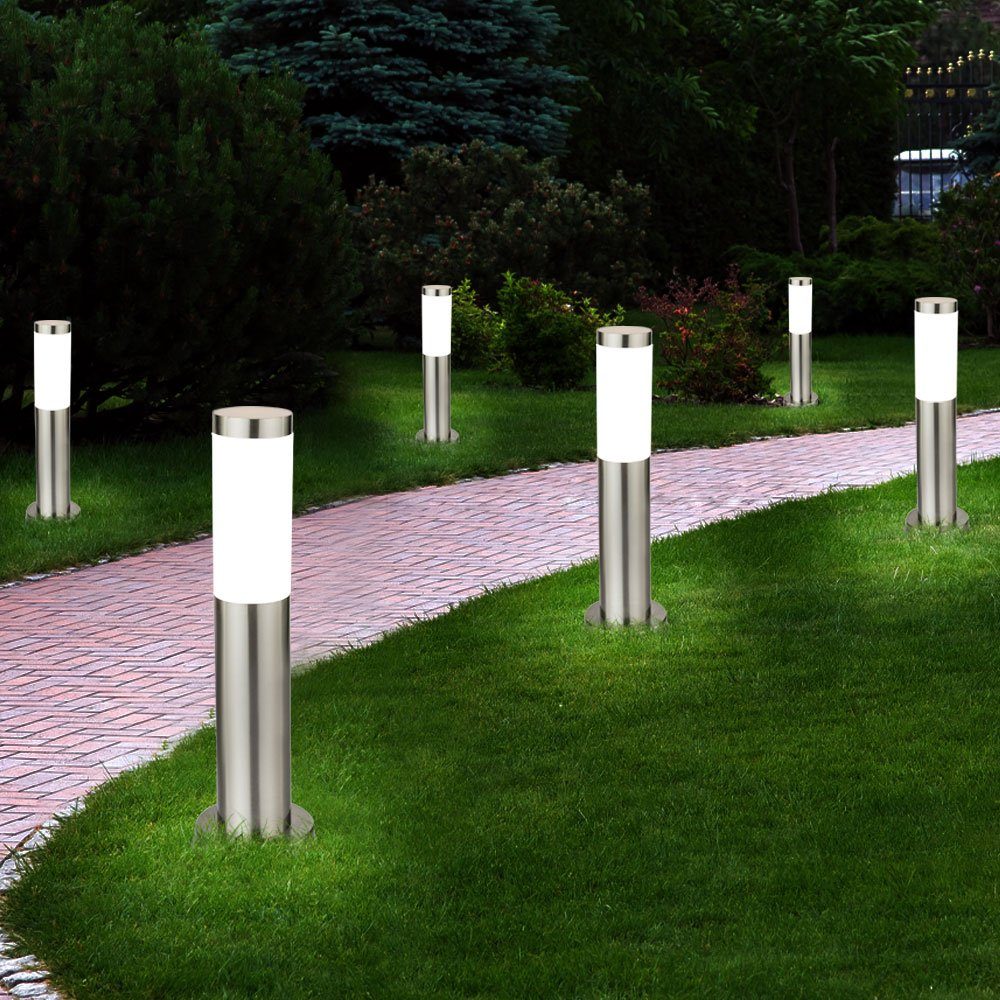 Garten LED Design Edelstahl Außen Steh Lampe Stand Leuchte Beleuchtung Hof Weg 