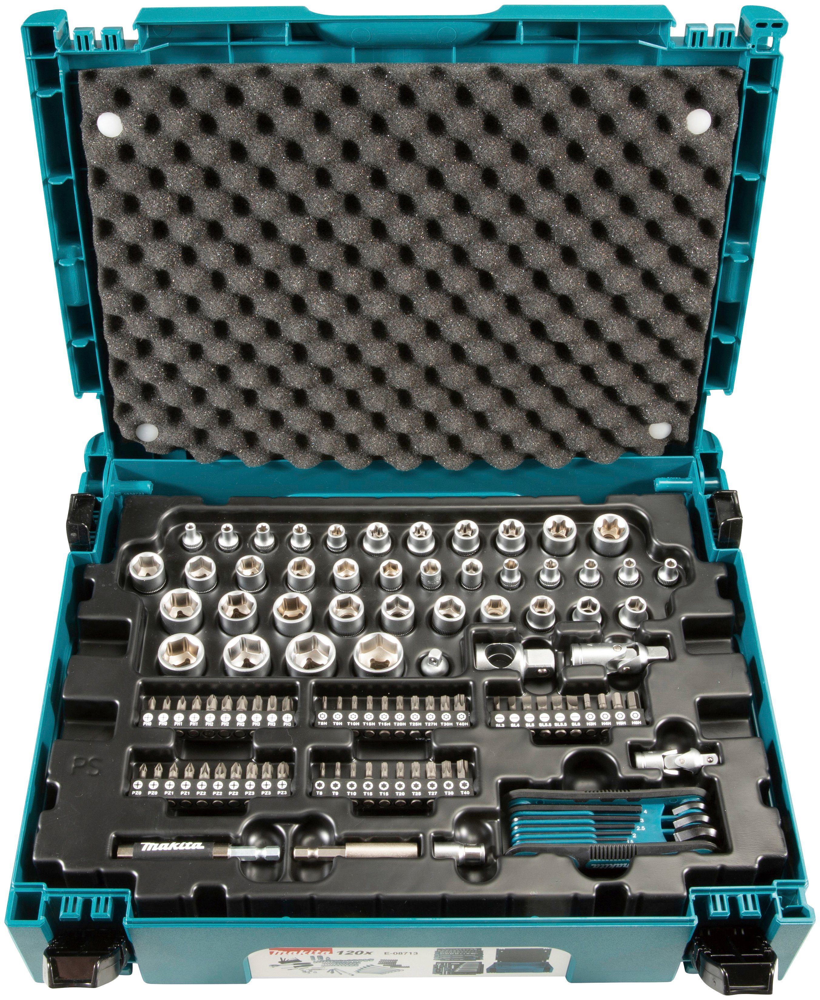 Makita Werkzeugset E-08713, 120-tlg., Handwerk und Zubehör in einem MAKPAC Gr. 1