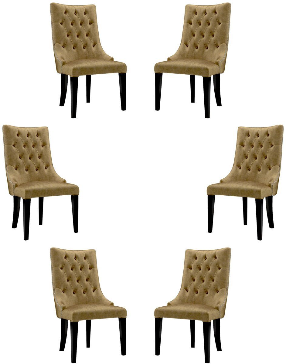Casa Padrino Esszimmerstuhl »Luxus Barock Esszimmer Stuhl Set Gold /  Schwarz / Silber 54 x 55 x H. 110 cm - Edle Küchen Stühle mit Samtstoff -  Barock Stühle 6er Set - Esszimmer Möbel« online kaufen | OTTO