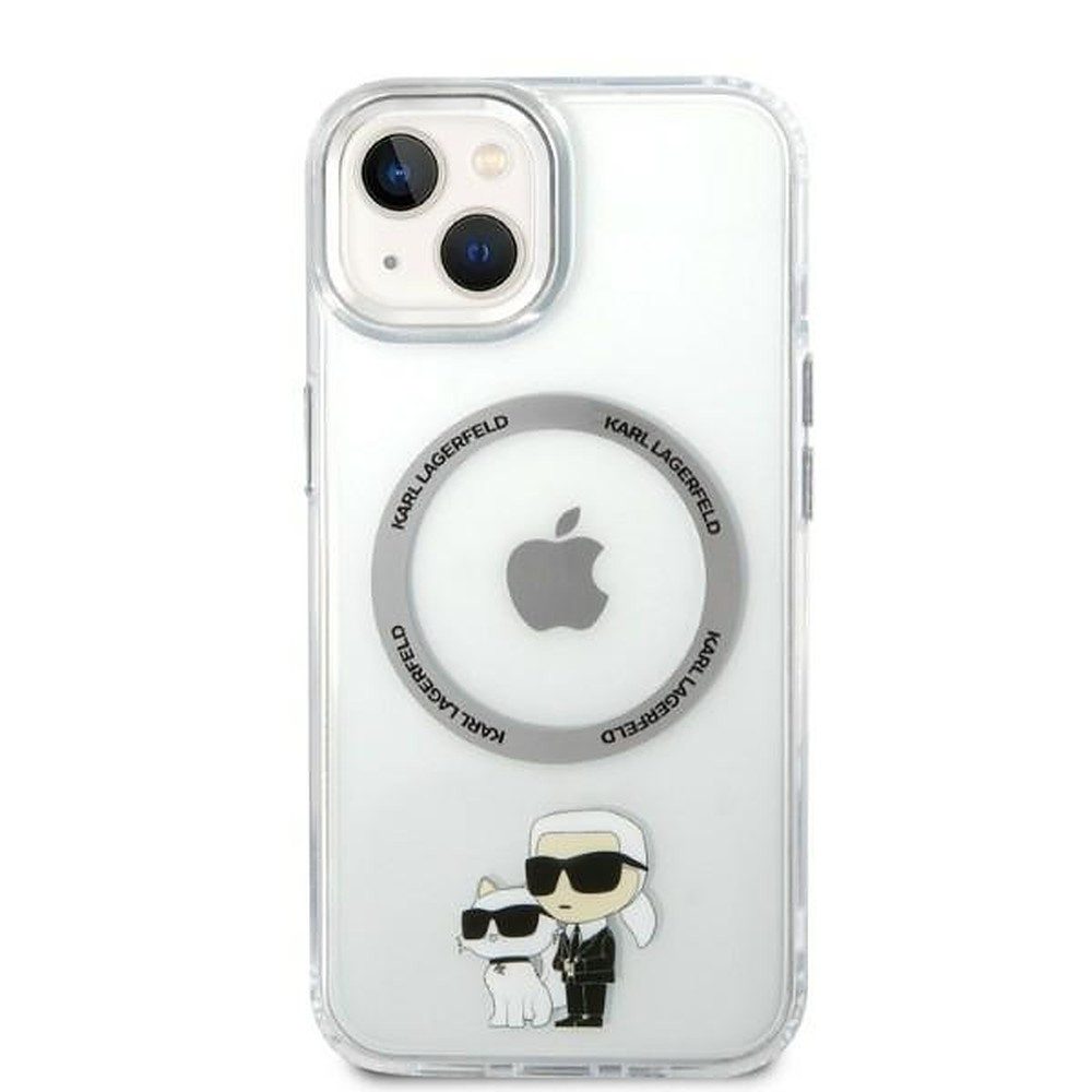 KARL LAGERFELD Handyhülle Schutzhülle Magnethülle Smartphonecover 6,7 Zoll, MagSafe, Karl & Choupette Motiv, transparent